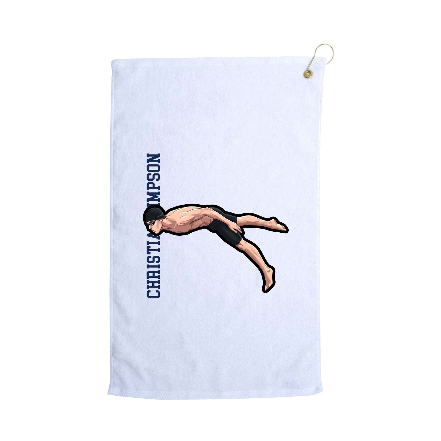 Golf Towel — Name Vertical in White