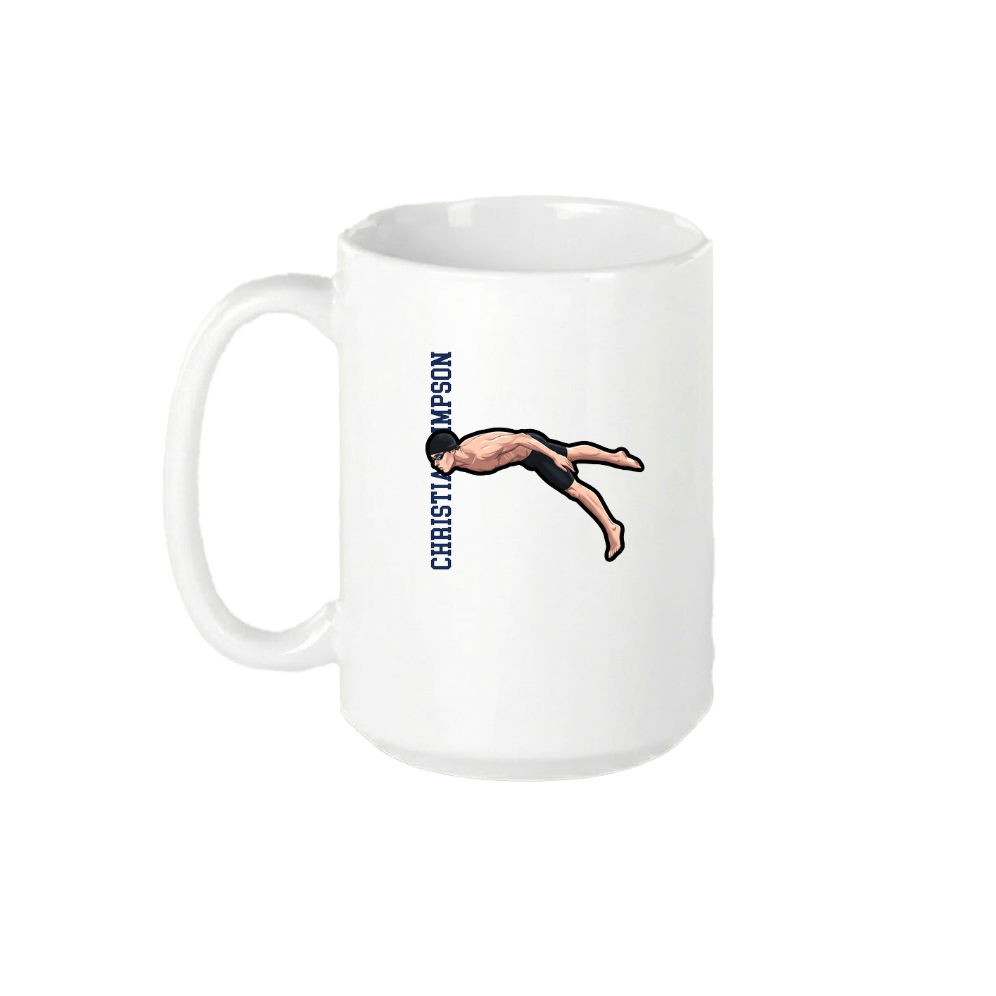 15oz Coffee Mug — Name Vertical in White