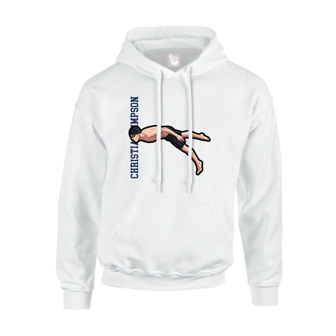 Hoodie — Name Vertical in White