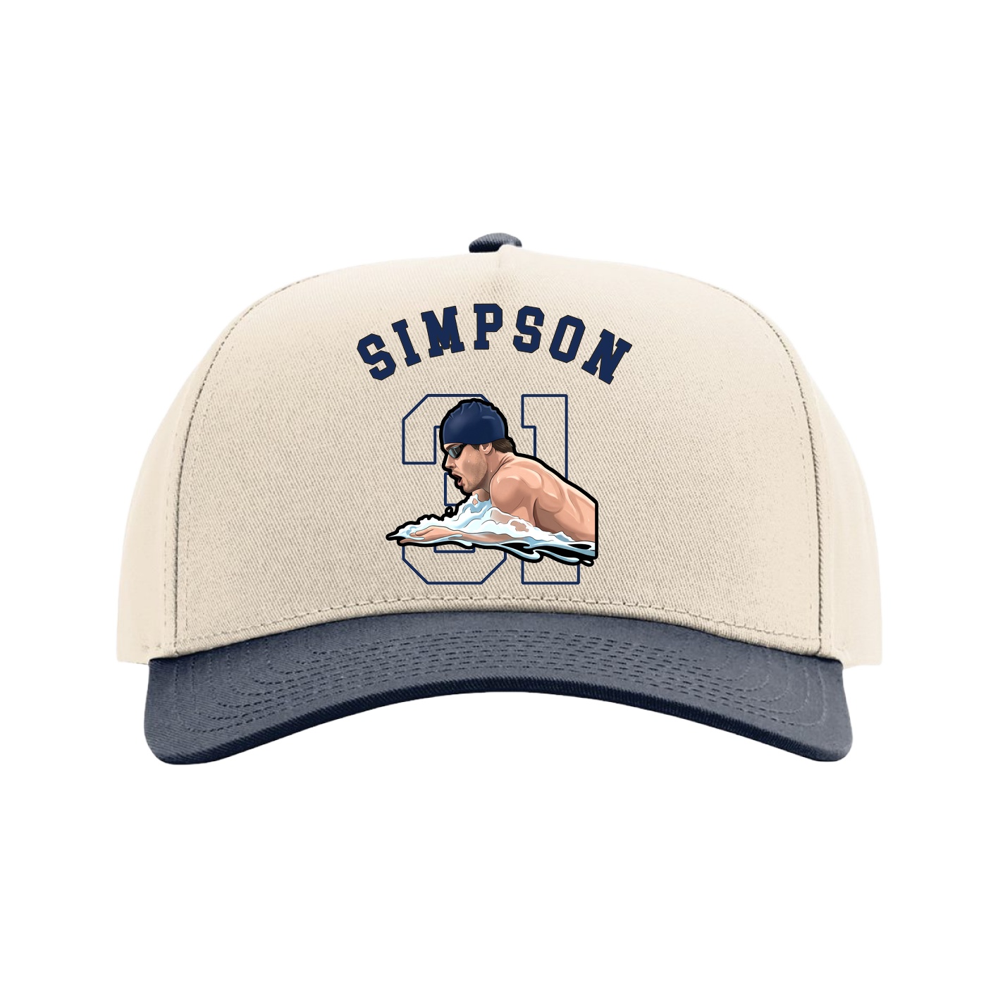 Full Fabric Five-Panel Champ Cap — Shirsey Arch in Cream/Navy
