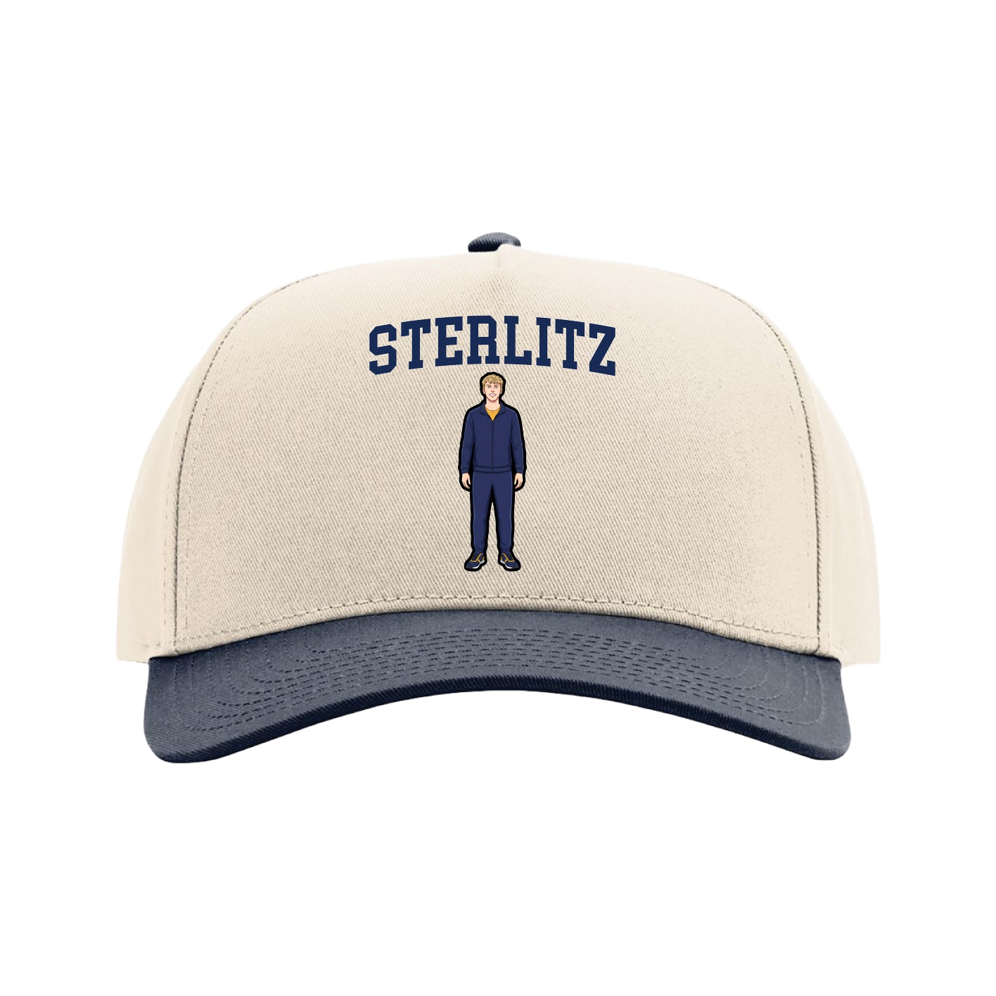 Full Fabric Five-Panel Champ Cap — Shirsey in Cream/Navy
