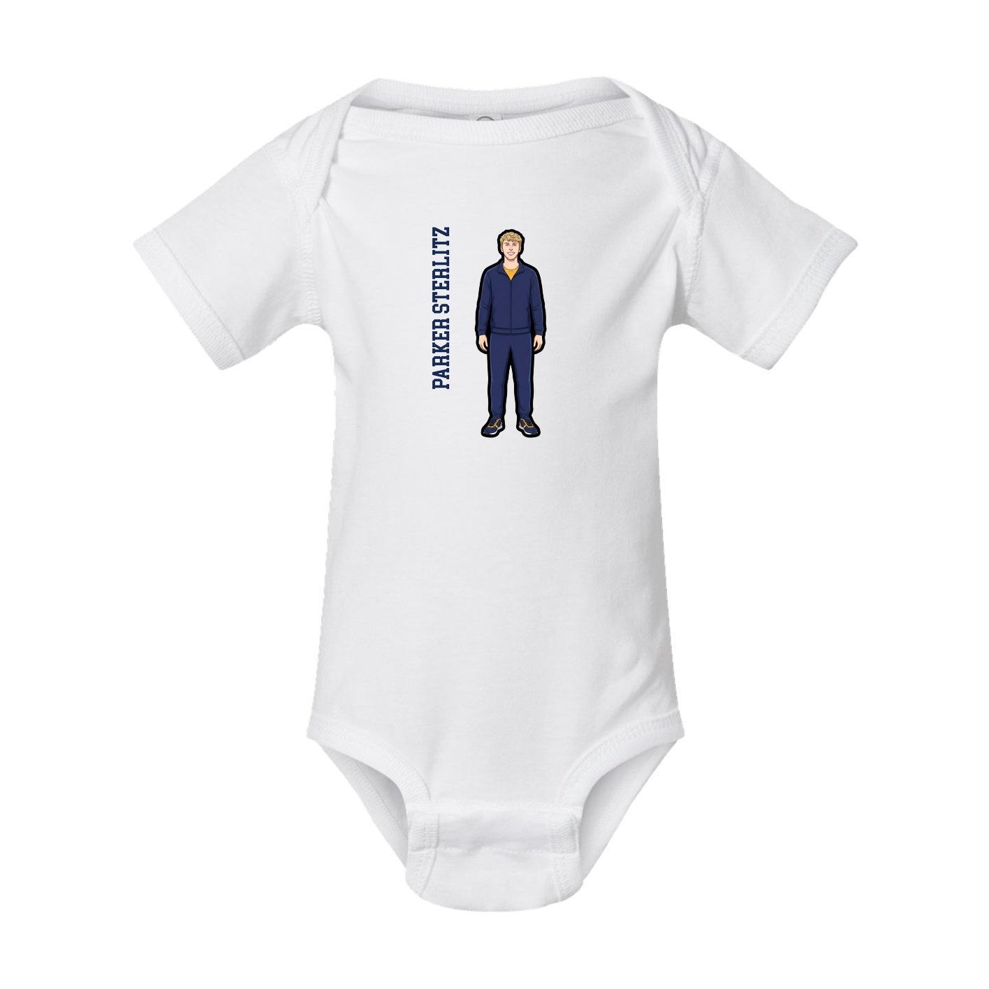 Baby Onesie — Name Vertical in White
