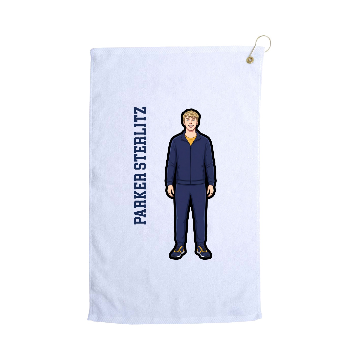 Golf Towel — Name Vertical in White