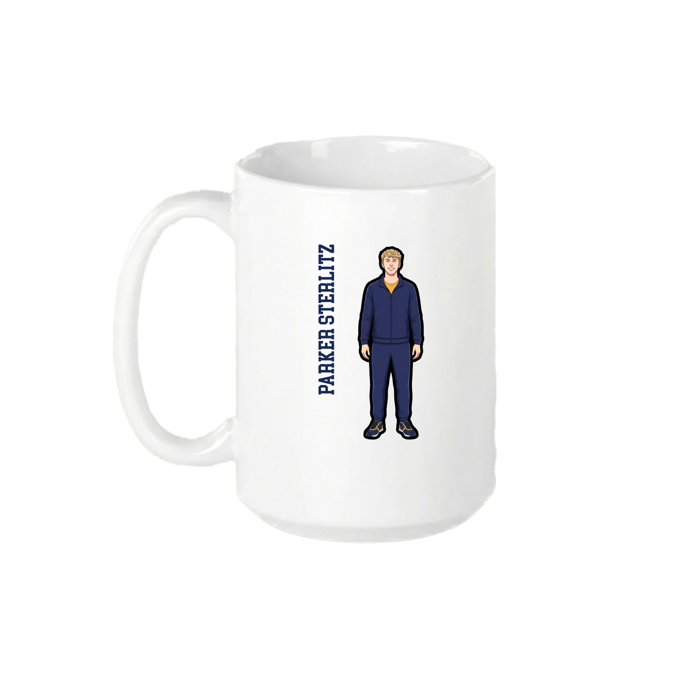 15oz Coffee Mug — Name Vertical in White
