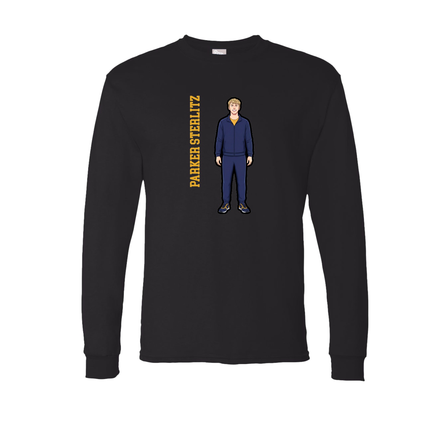 Long Sleeve Tee — Name Vertical in Black