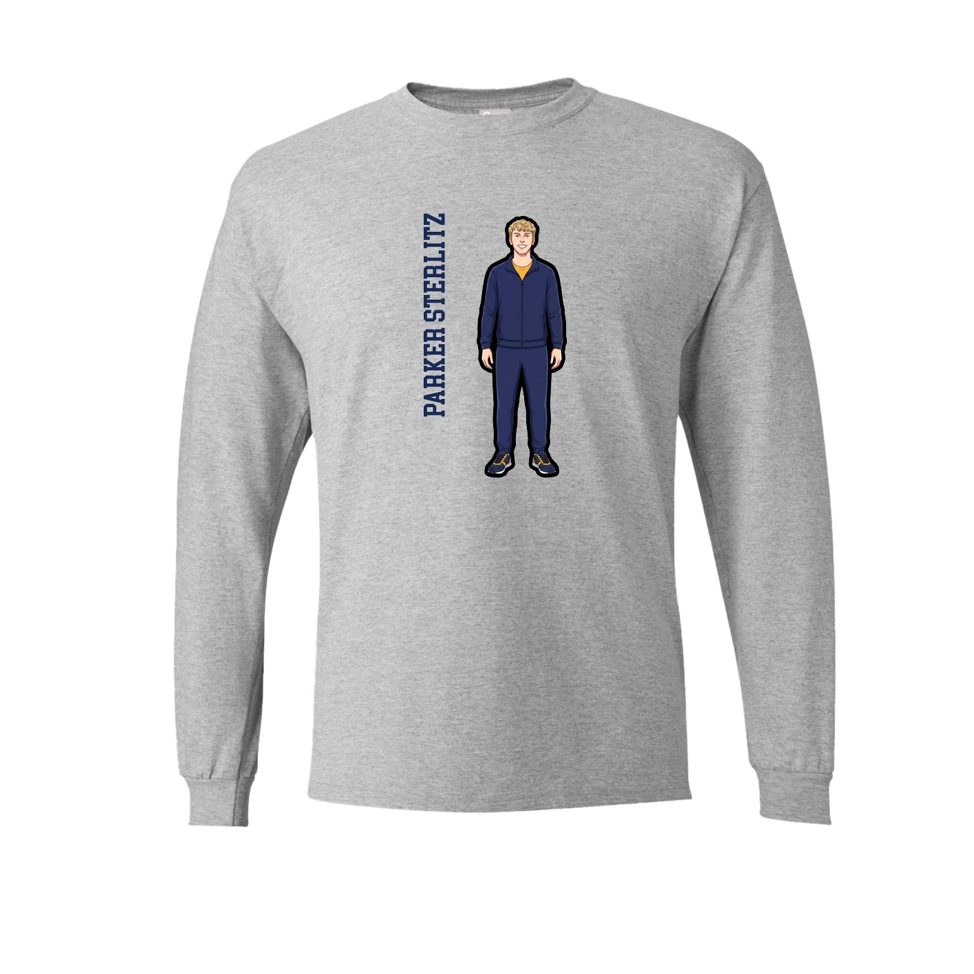 Long Sleeve Tee — Name Vertical in Grey