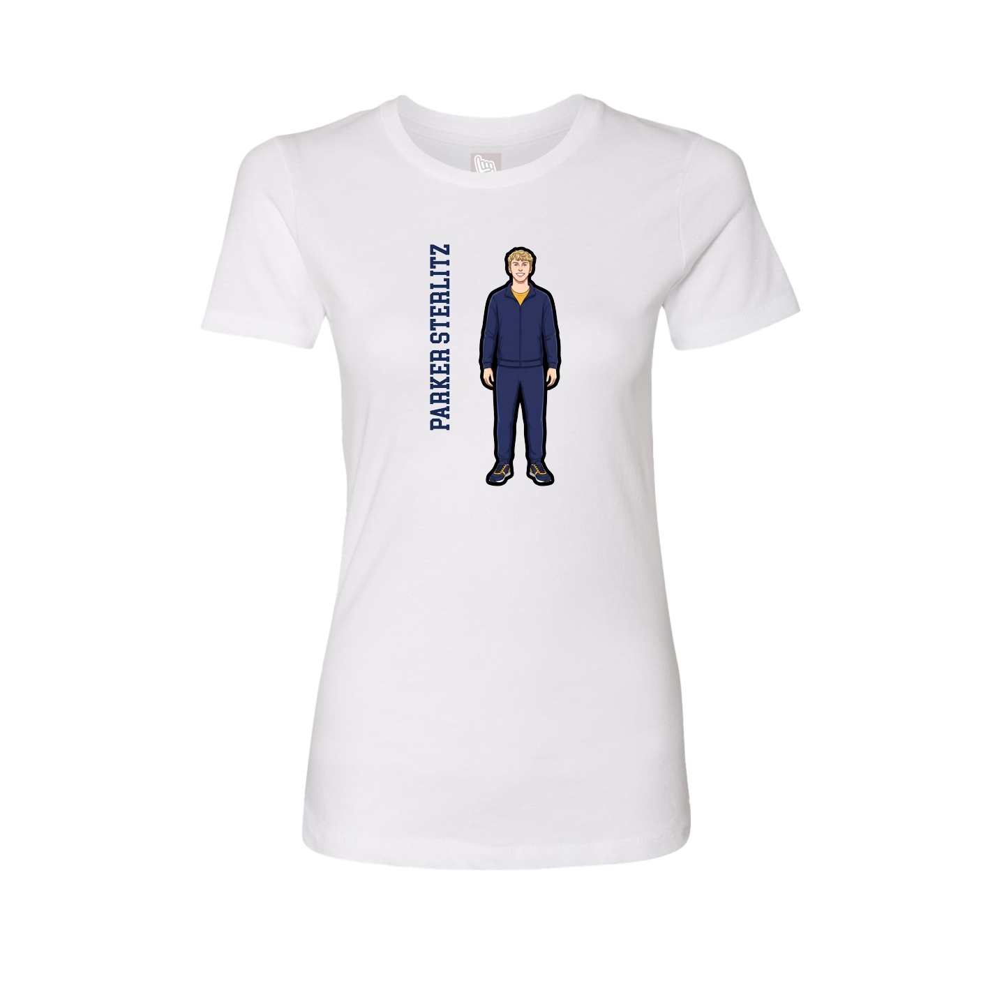 Womens Tee — Name Vertical in White