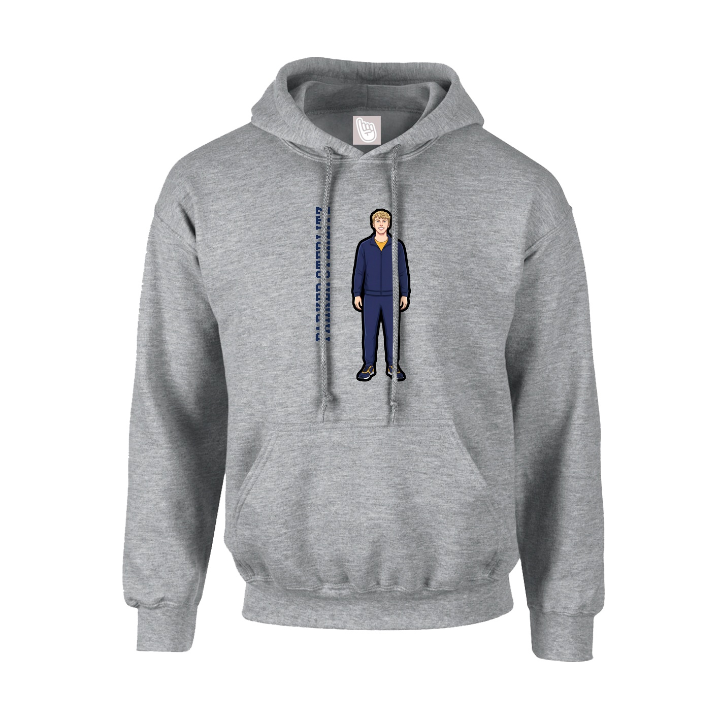 Hoodie — Name Vertical in Grey
