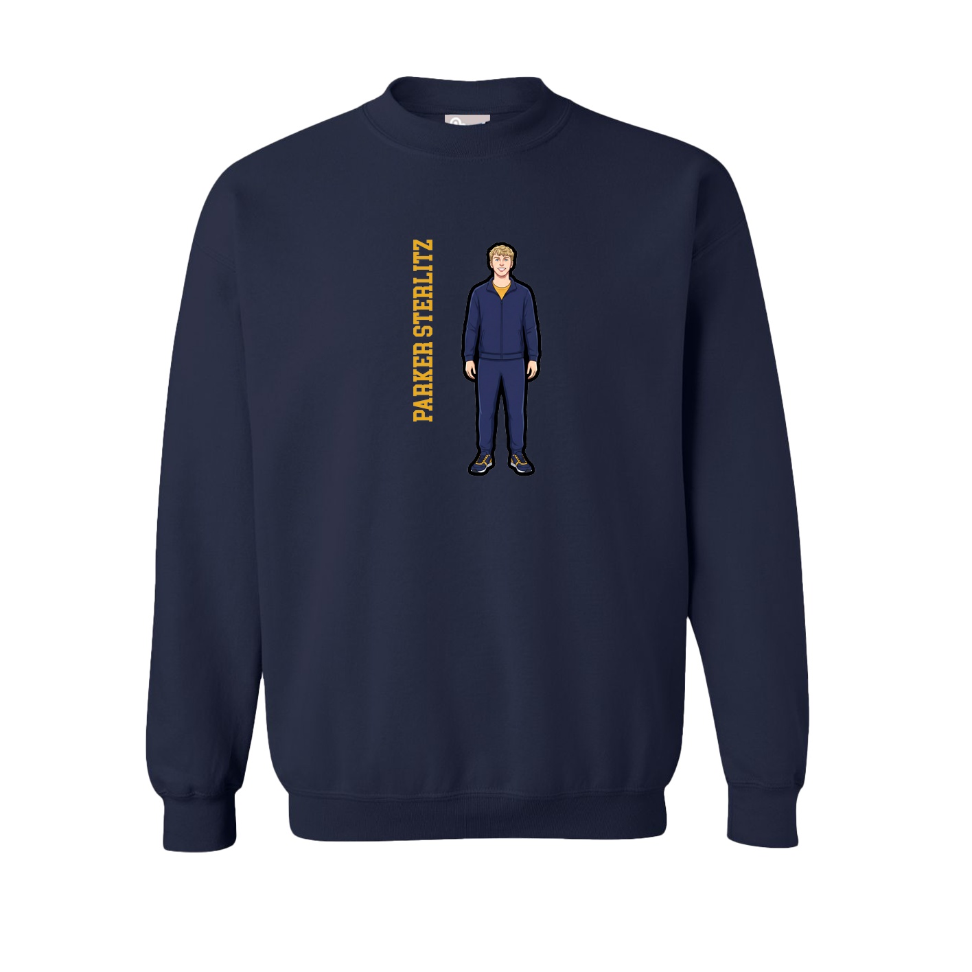 Fleece Crew — Name Vertical in Navy