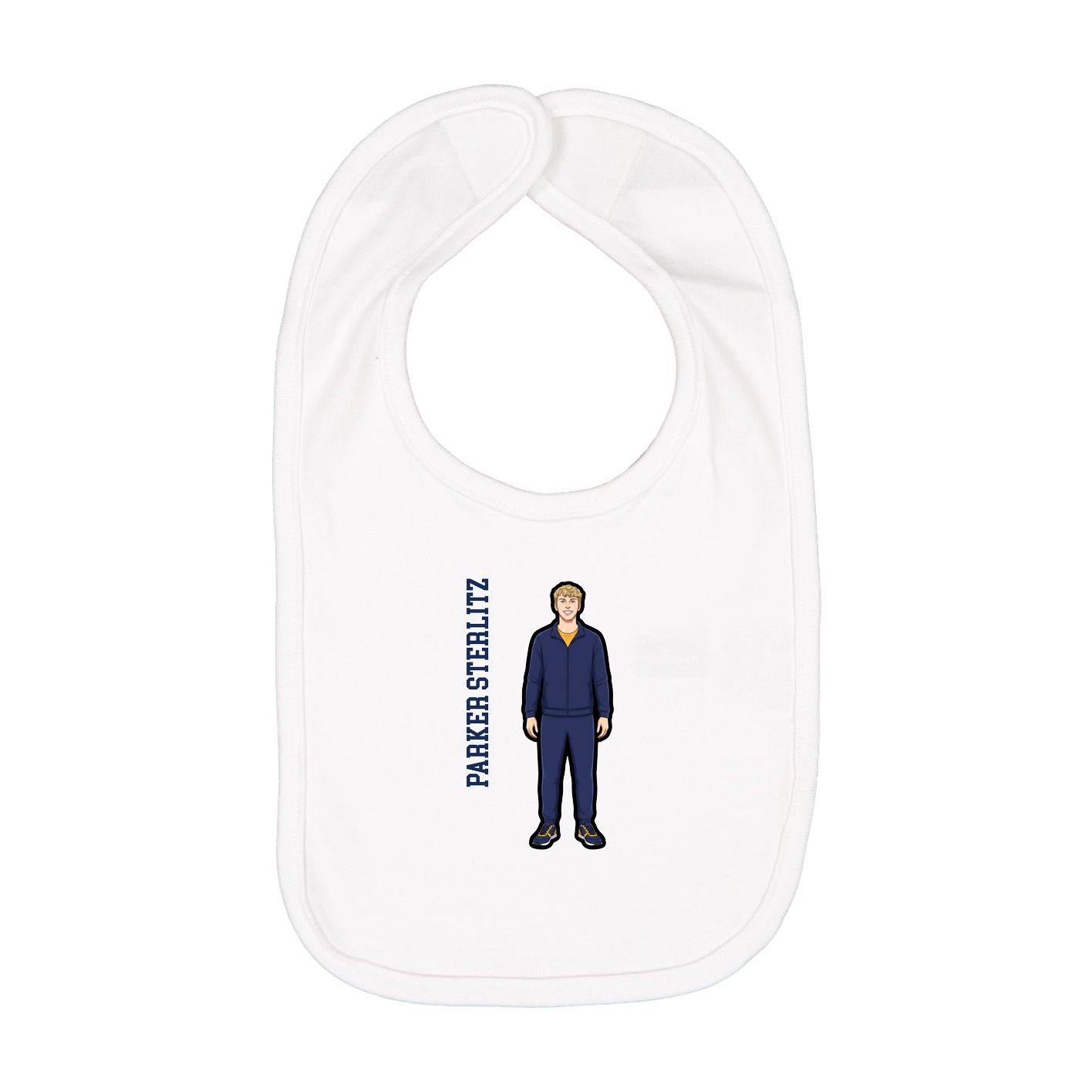 Infant Bib — Name Vertical in White