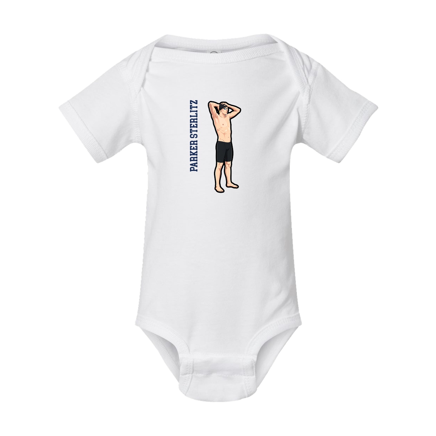 Baby Onesie — Name Vertical in White