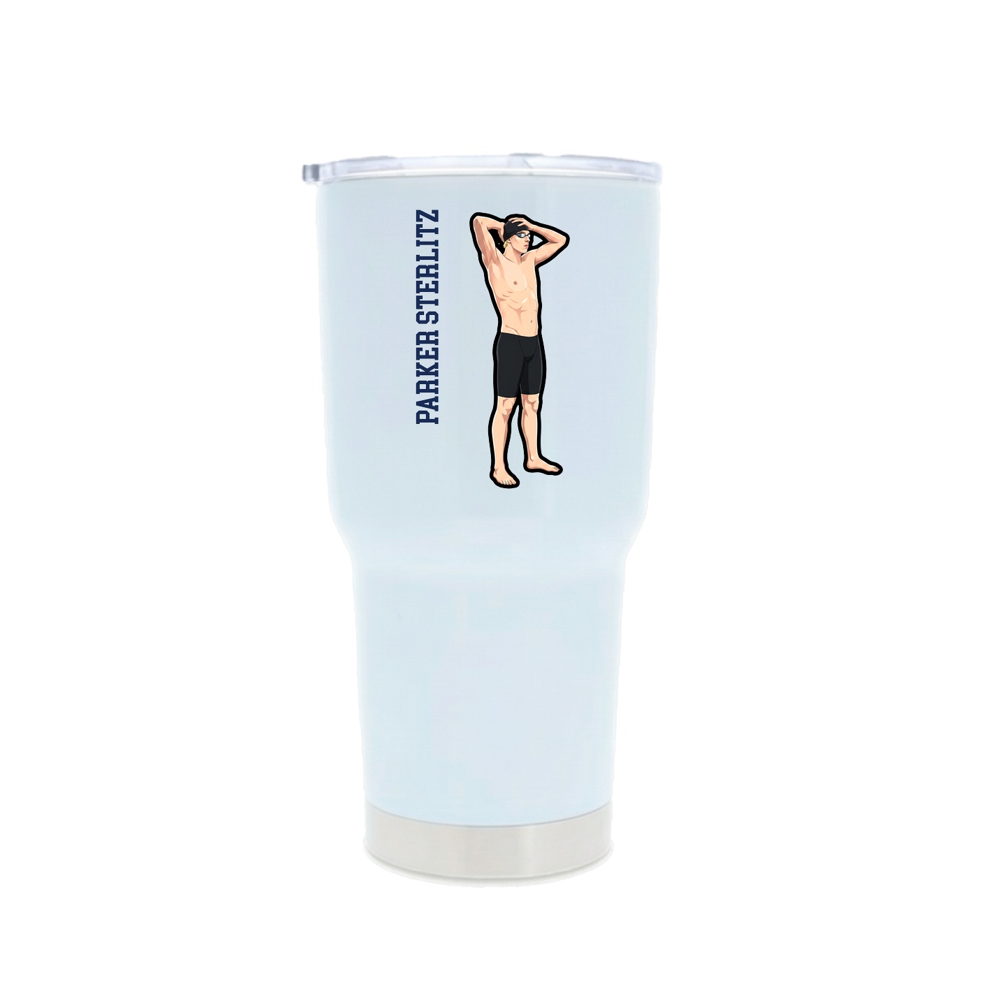 30oz Stainless Steel Tumbler — Name Vertical in White