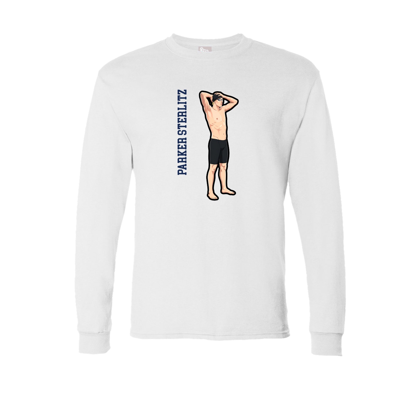 Long Sleeve Tee — Name Vertical in White
