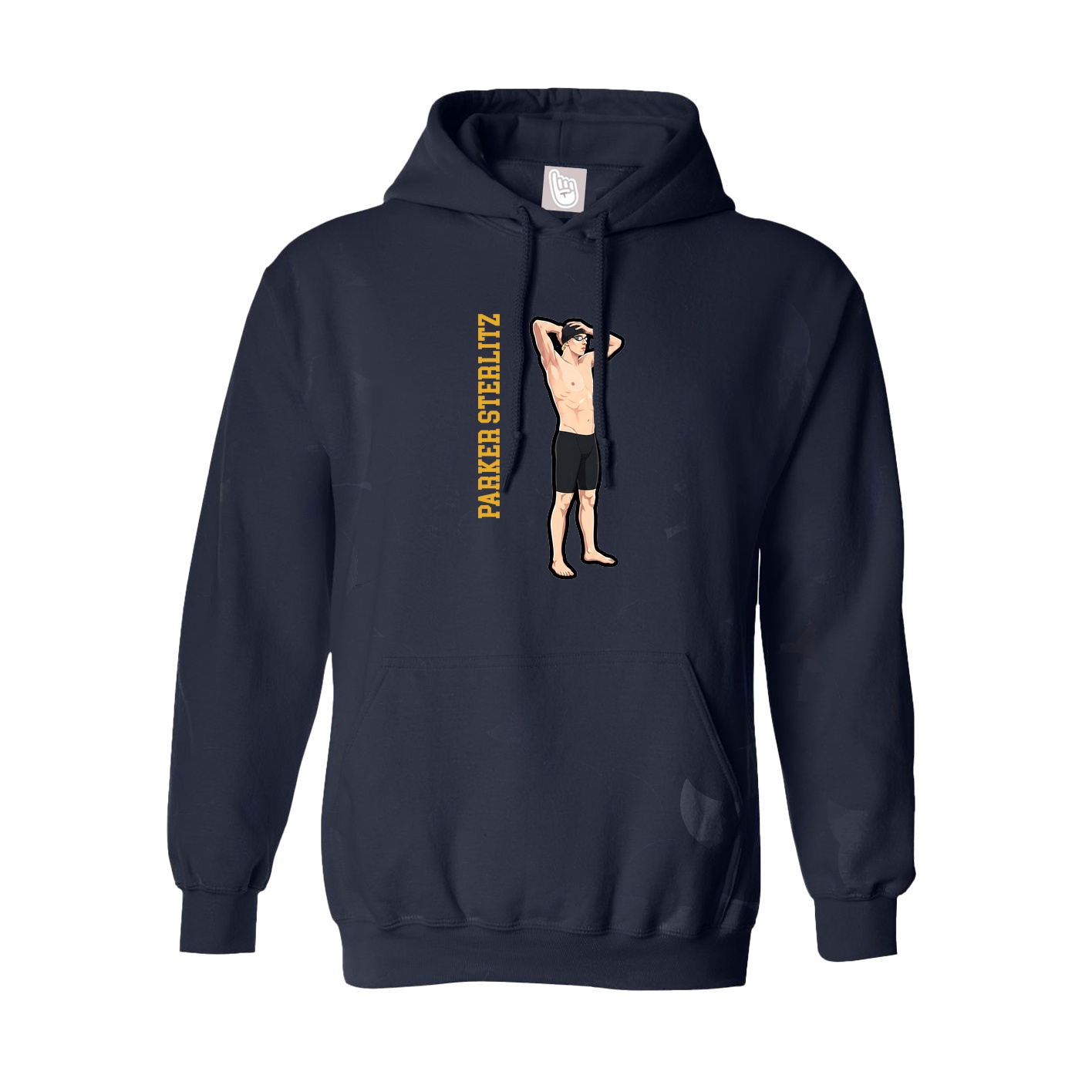 Hoodie — Name Vertical in Navy
