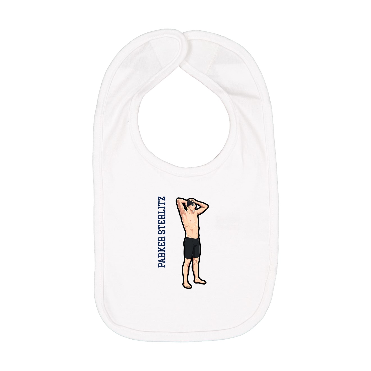 Infant Bib — Name Vertical in White