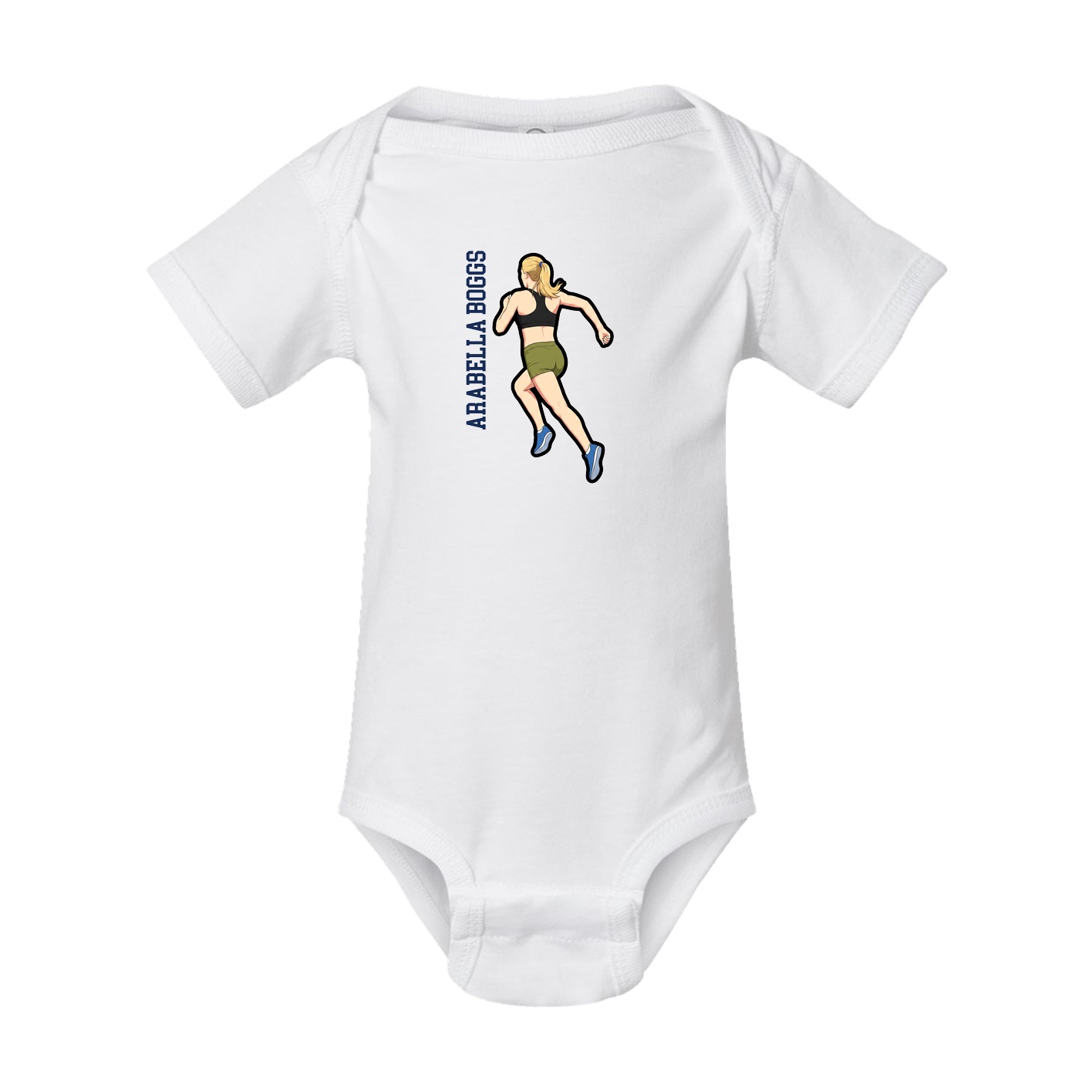 Baby Onesie — Name Vertical in White