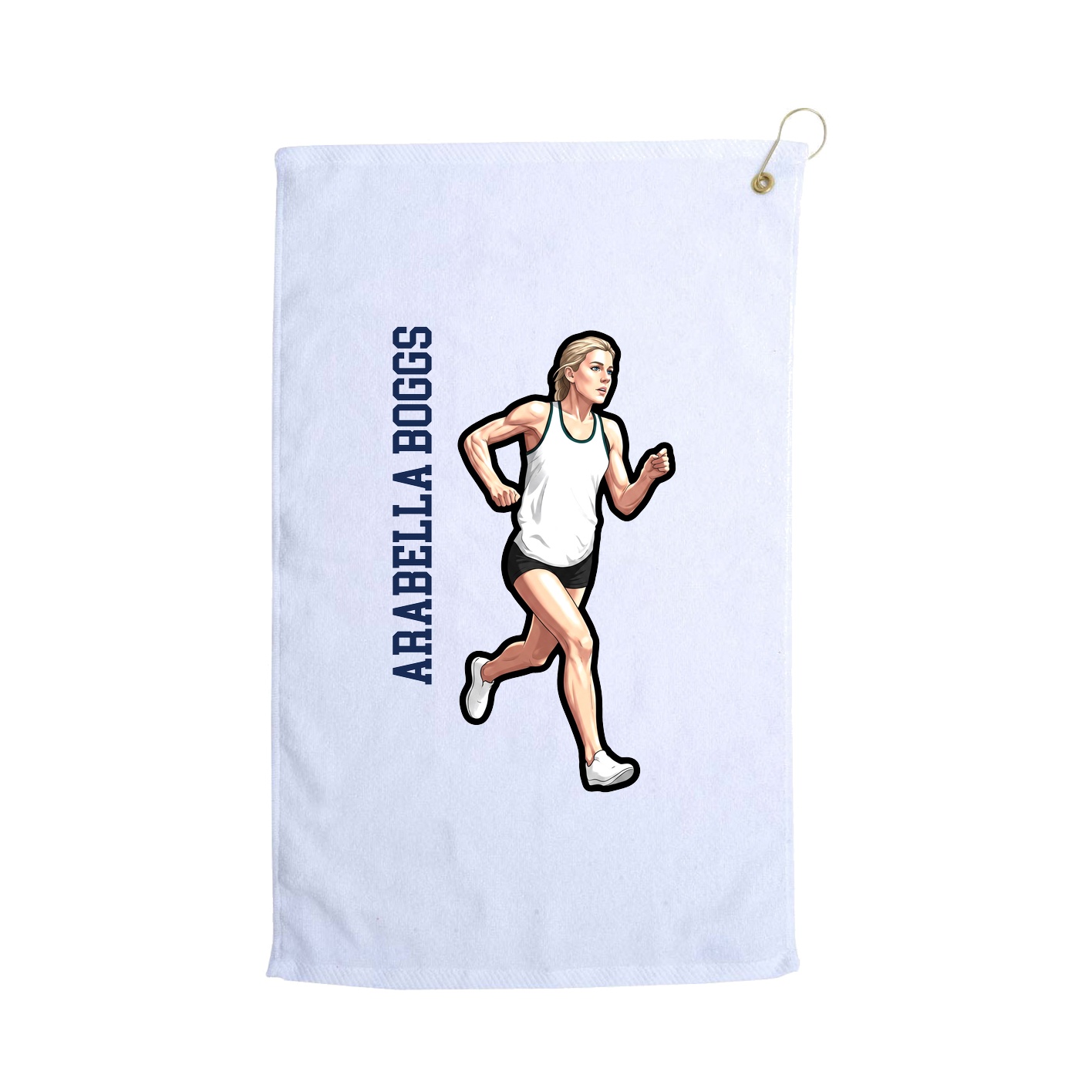 Golf Towel — Name Vertical in White