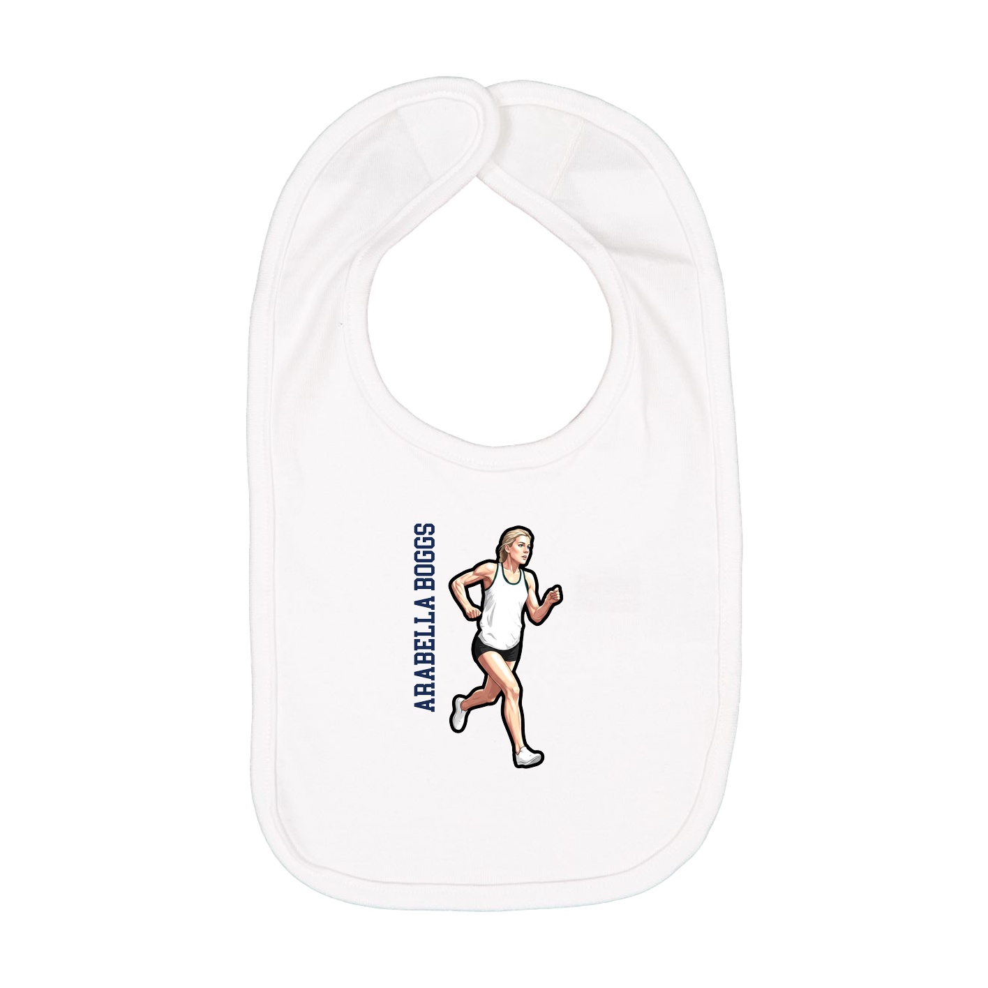 Infant Bib — Name Vertical in White