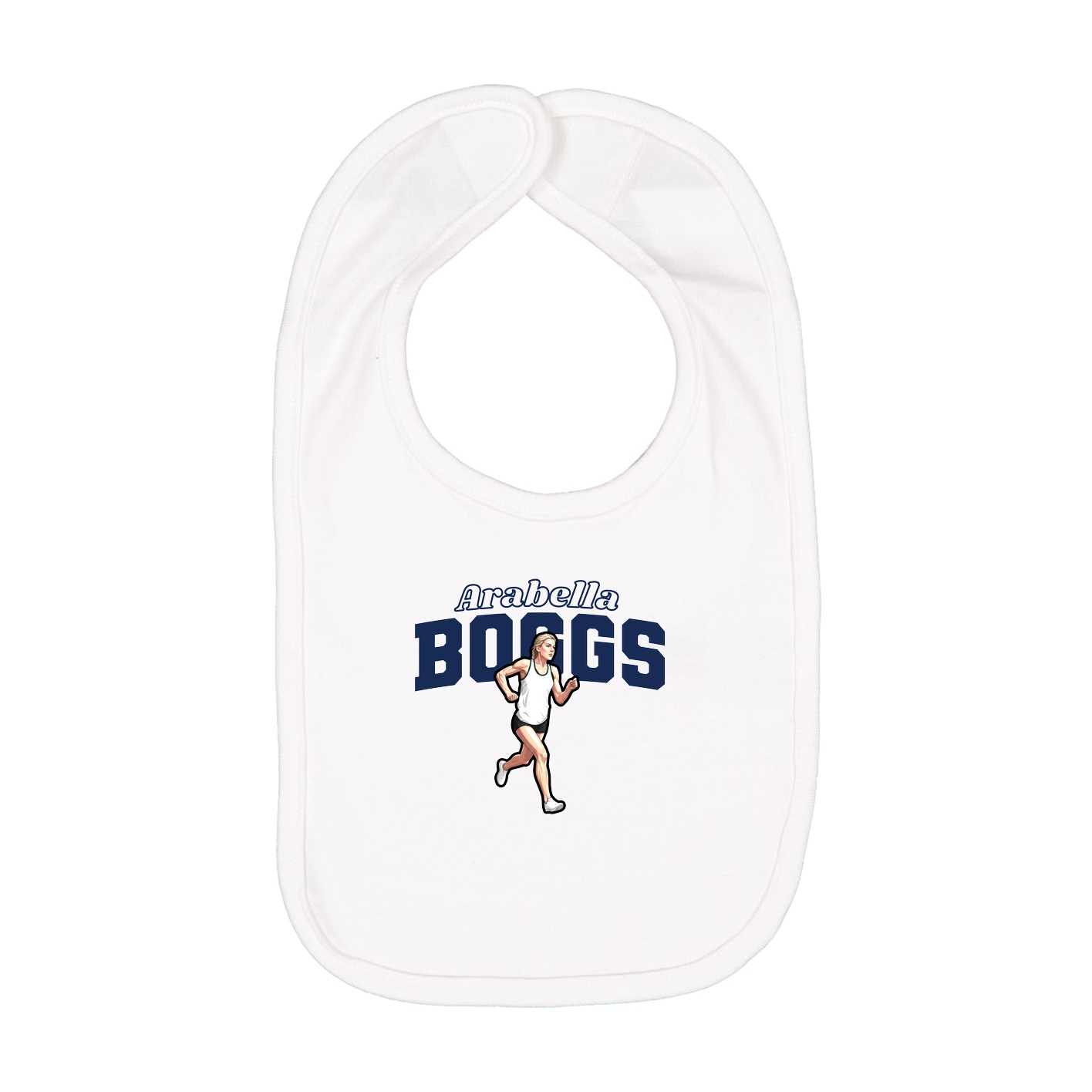 Infant Bib — Name Arch in White