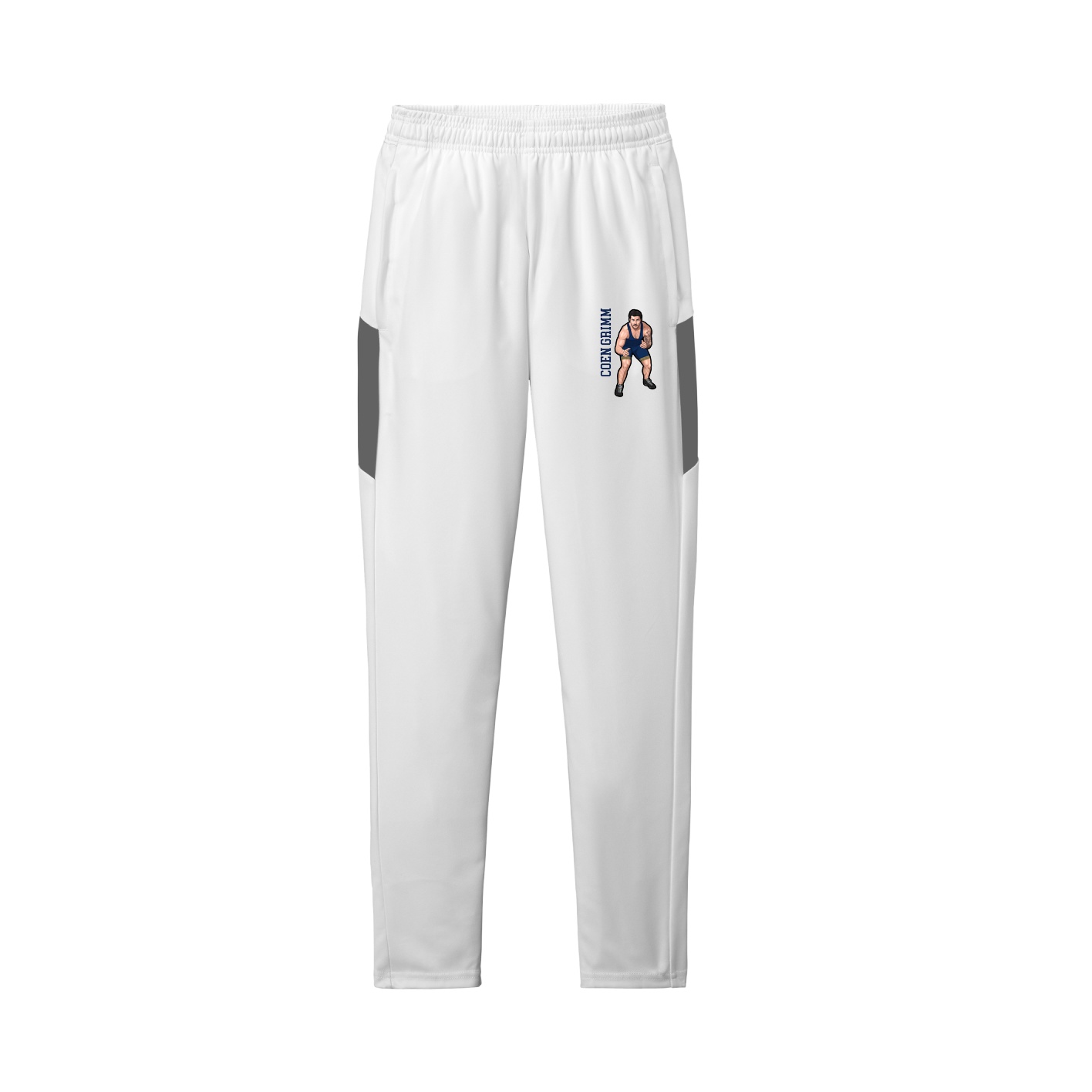 Team Travel Pant — Name Vertical in White/Grey