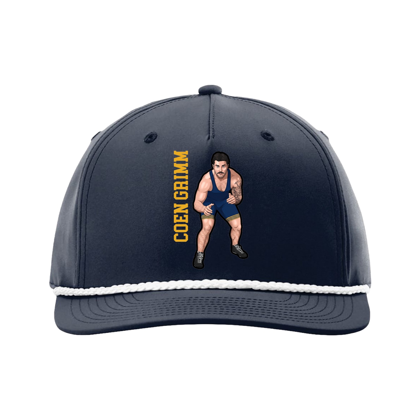 Five-Panel Classic Rope Cap — Name Vertical in Navy