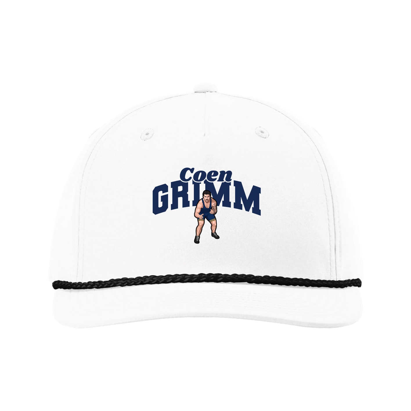 Five-Panel Classic Rope Cap — Signature Arch in White