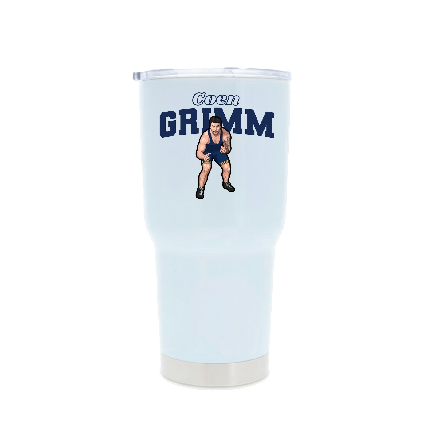 30oz Stainless Steel Tumbler — Name Arch in White