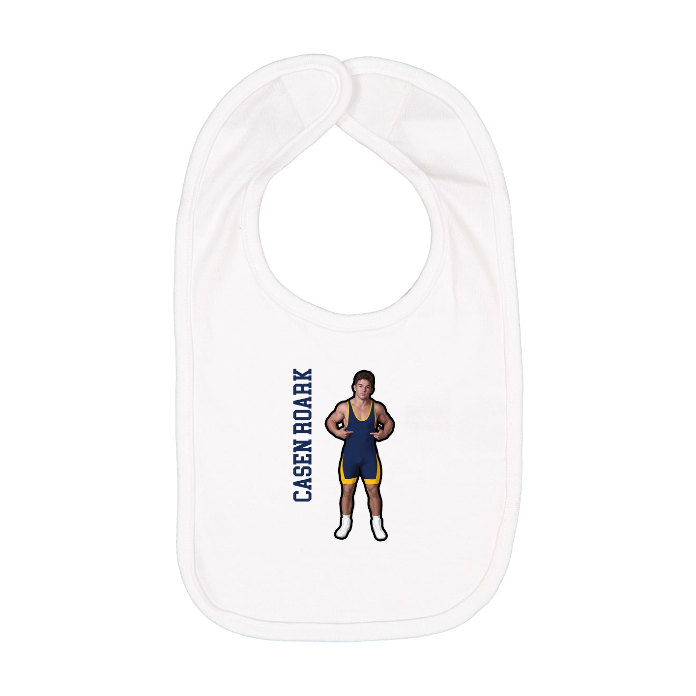 Infant Bib — Name Vertical in White