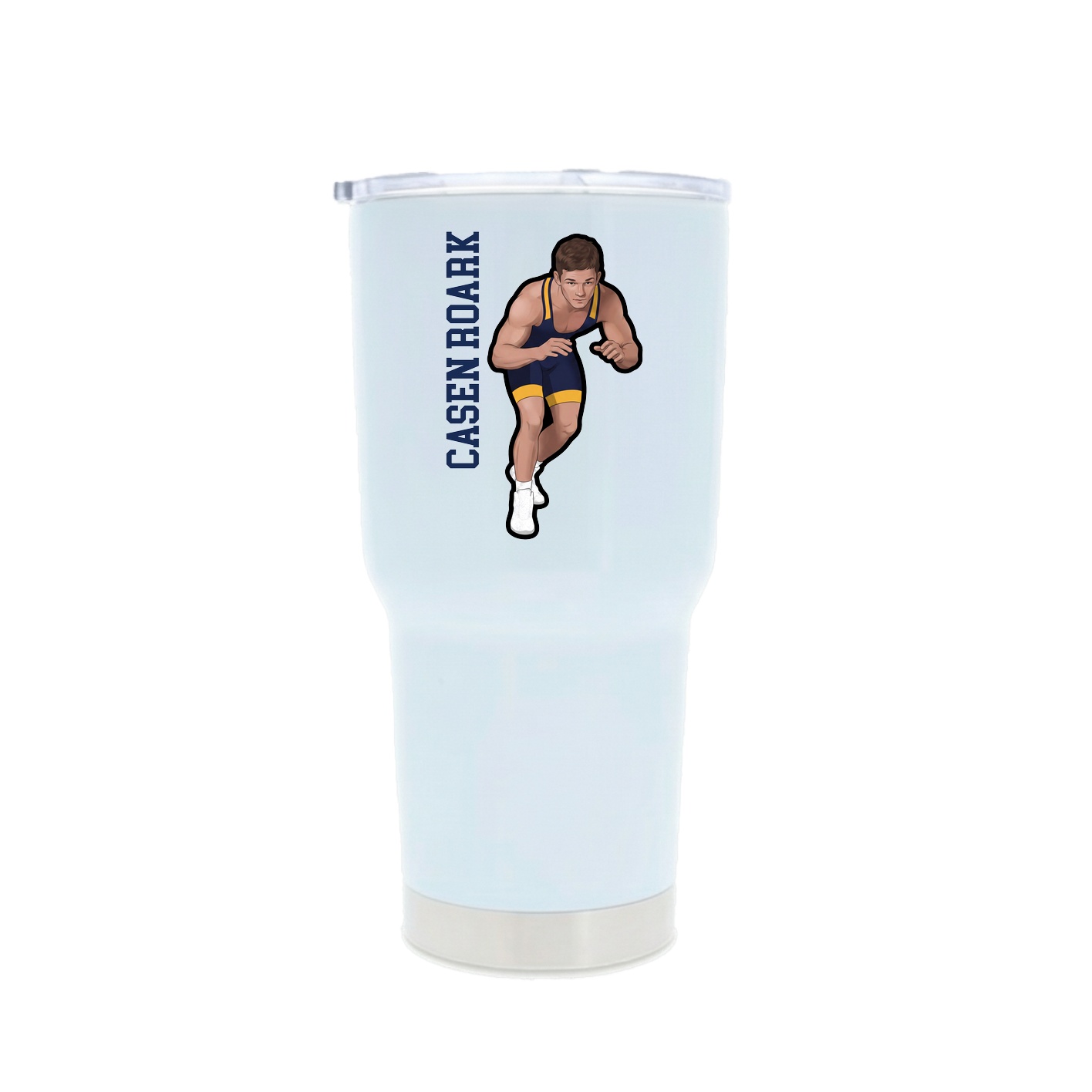30oz Stainless Steel Tumbler — Name Vertical in White