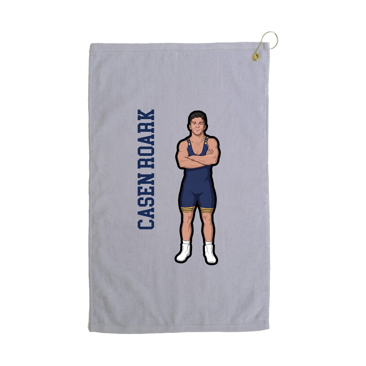 Golf Towel — Name Vertical in Grey