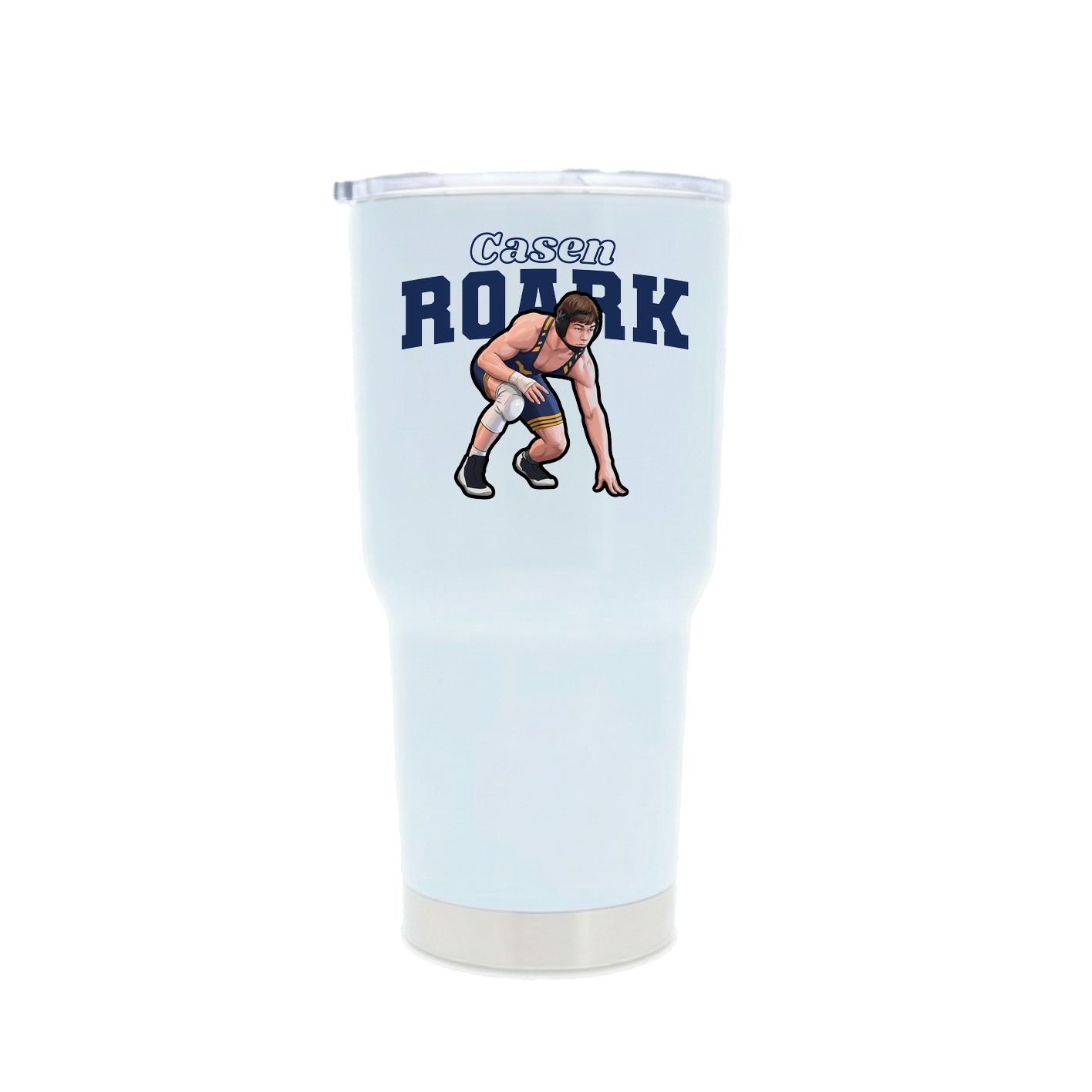 30oz Stainless Steel Tumbler — Name Arch in White