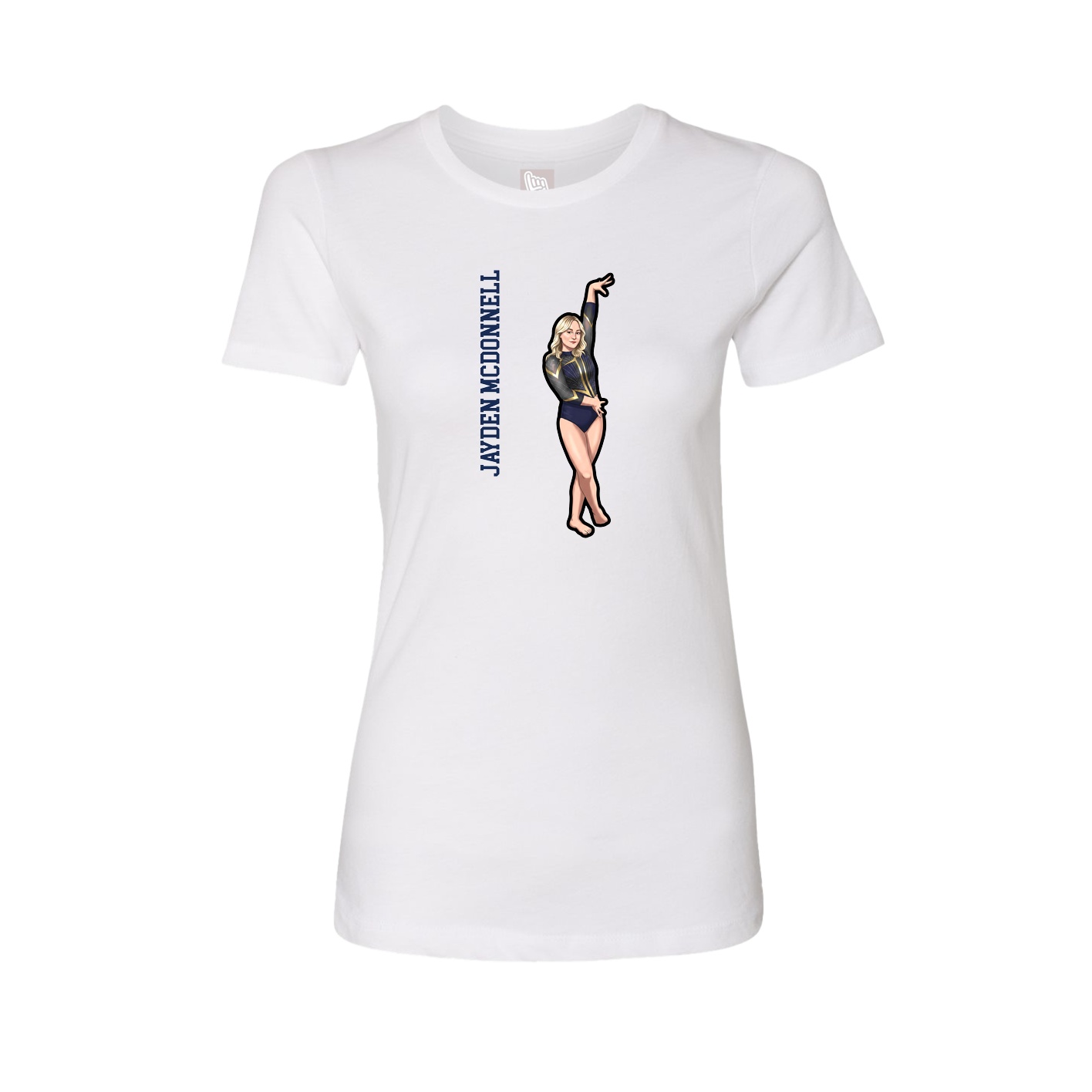 Fitted Women's Tee — Name Vertical in White