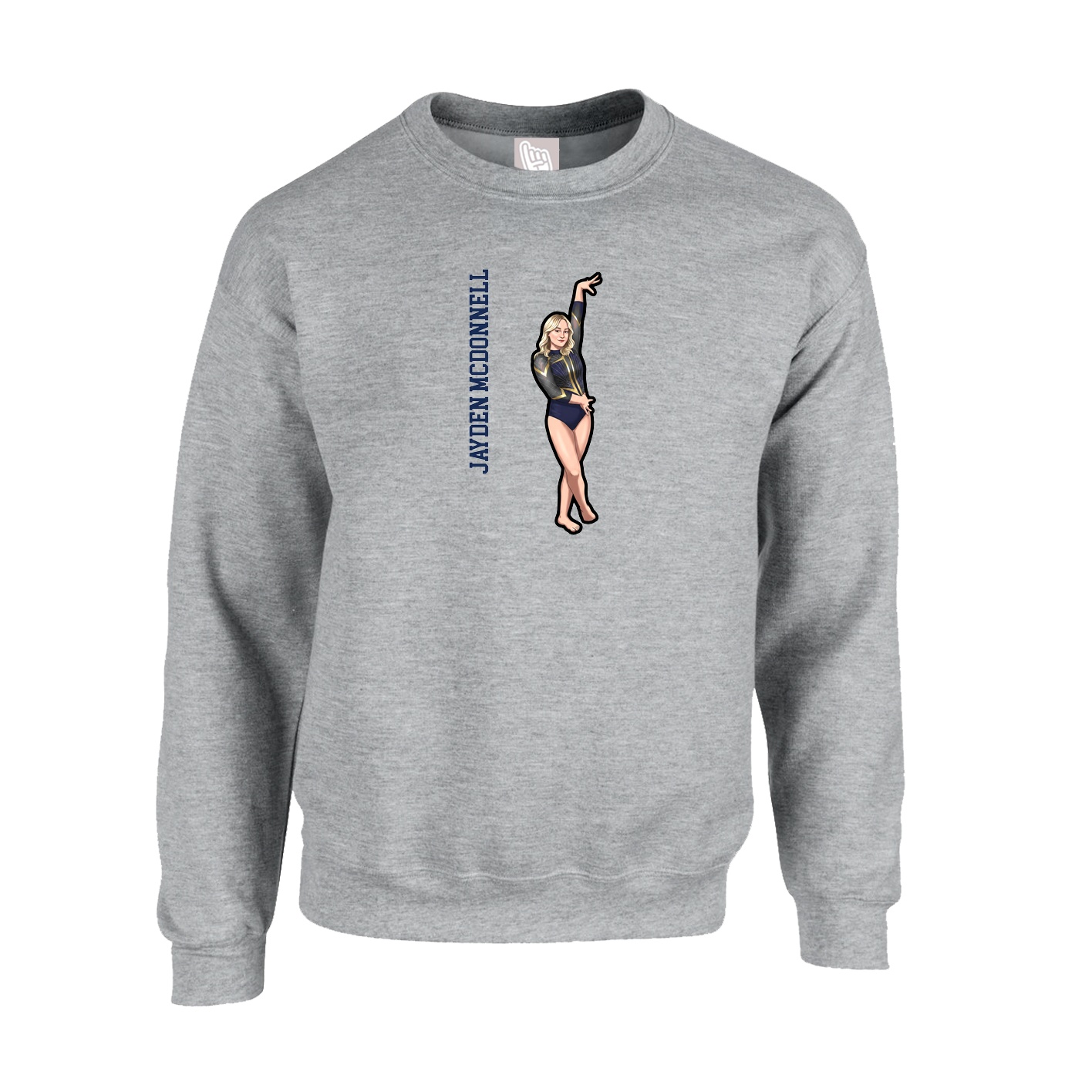 Fleece Crew — Name Vertical in Grey