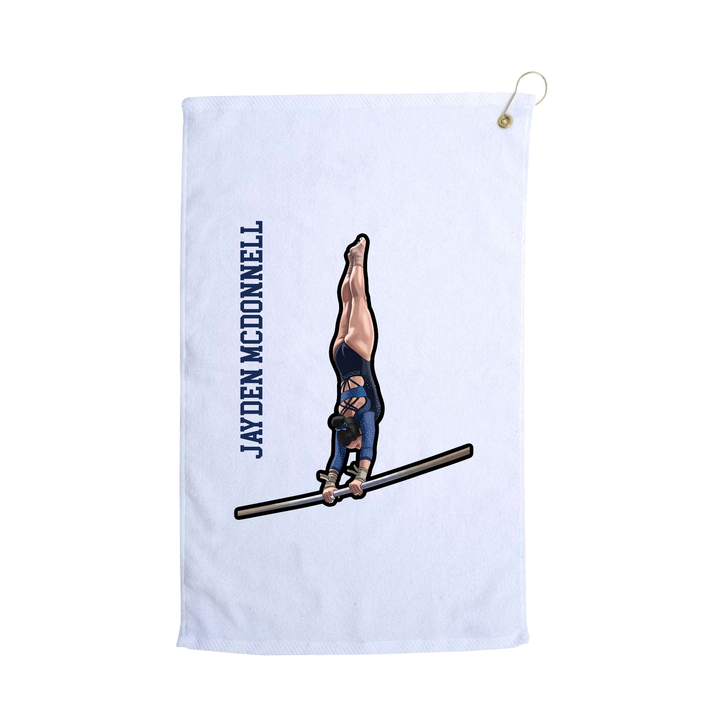 Golf Towel — Name Vertical in White