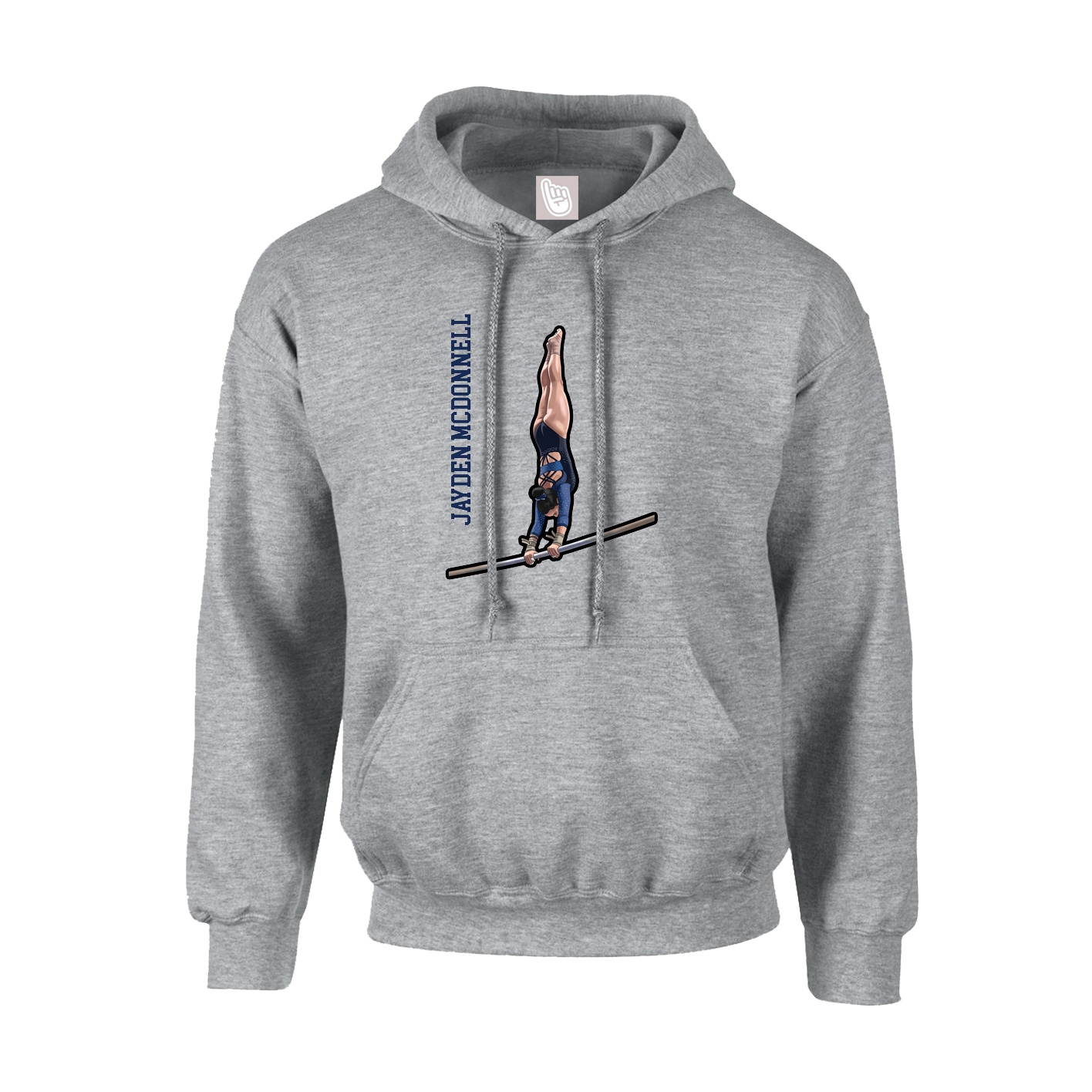 Youth Hoodie — Name Vertical in Grey