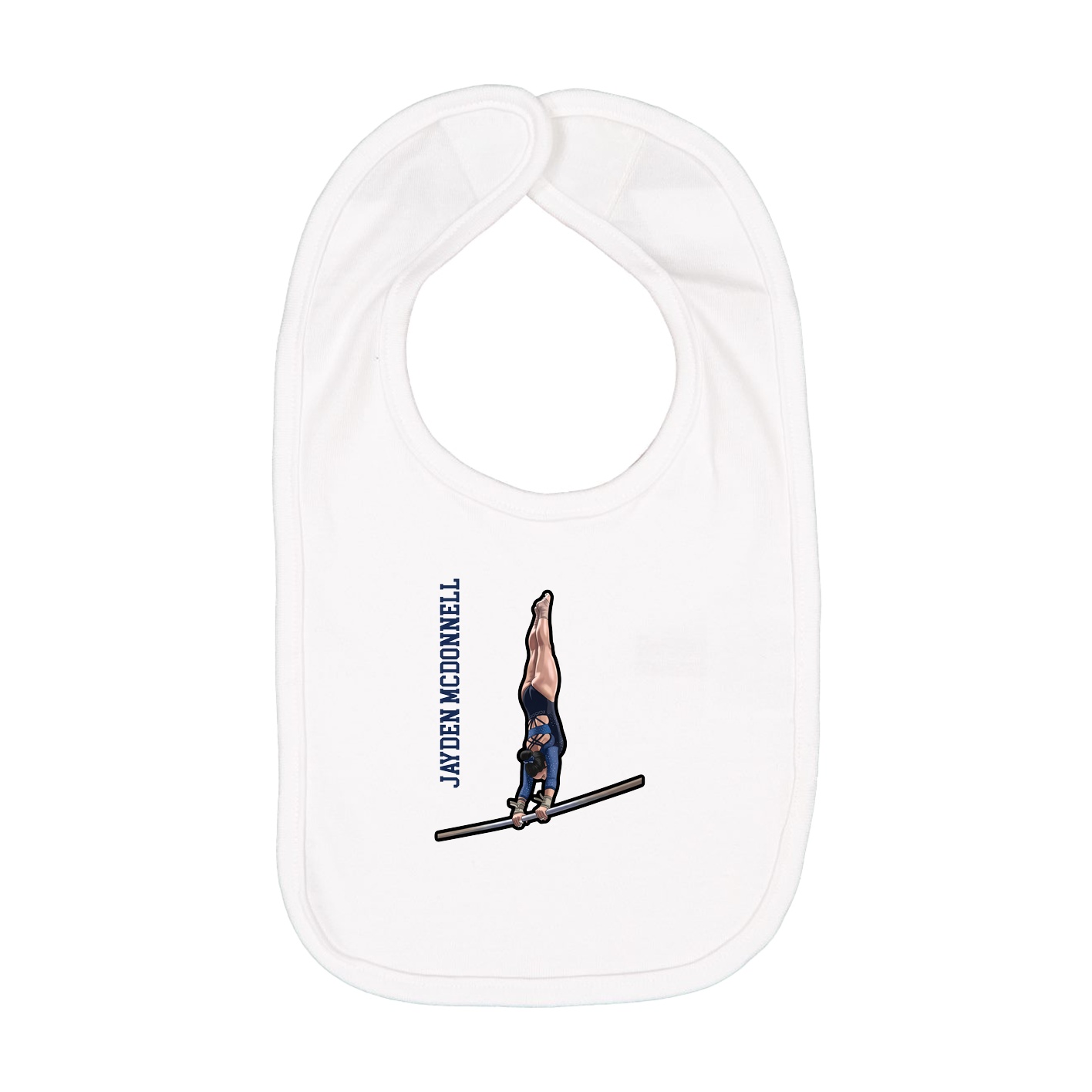 Infant Bib — Name Vertical in White
