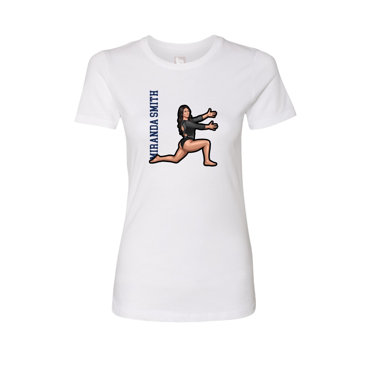 Fitted Women's Tee — Name Vertical in White