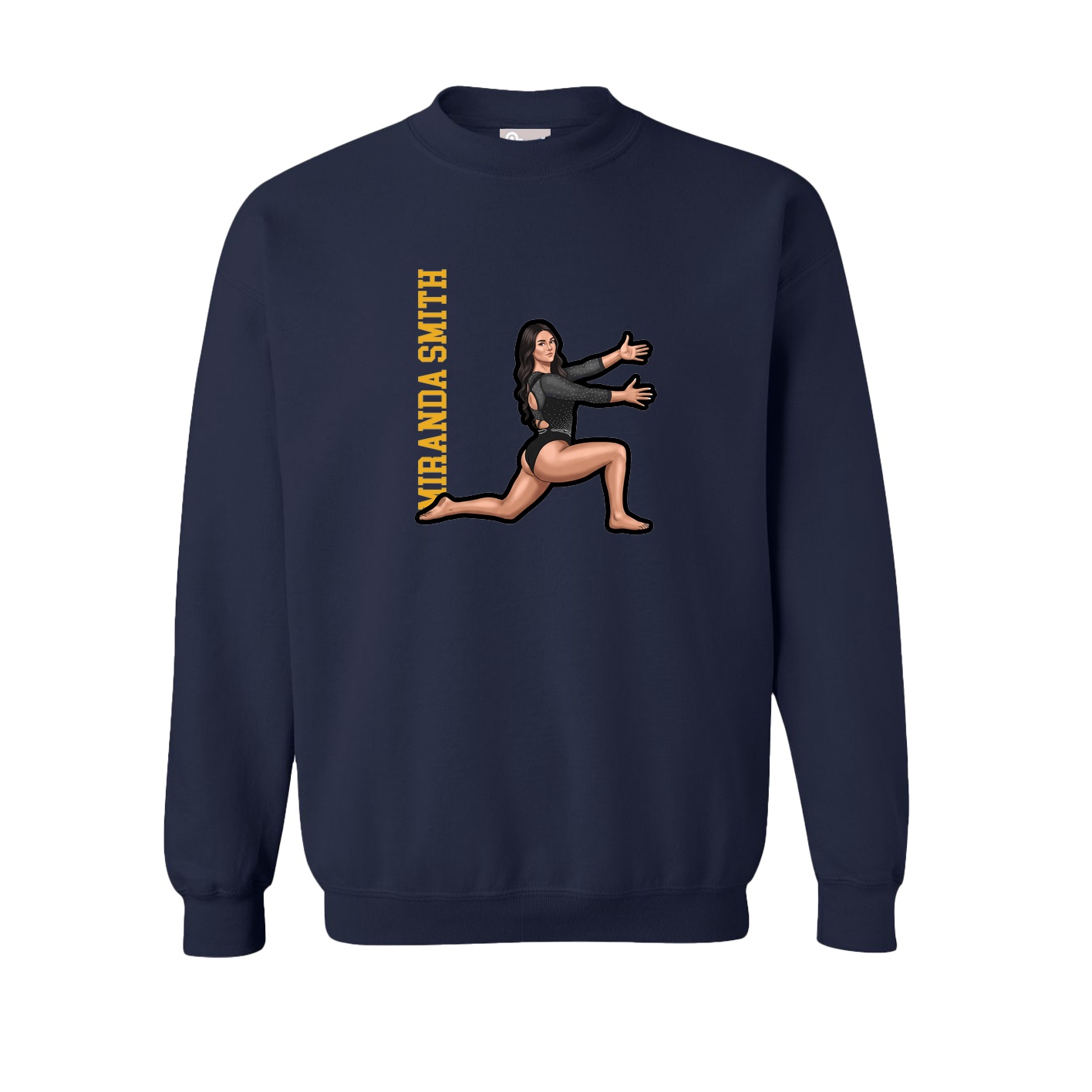Fleece Crew — Name Vertical in Navy