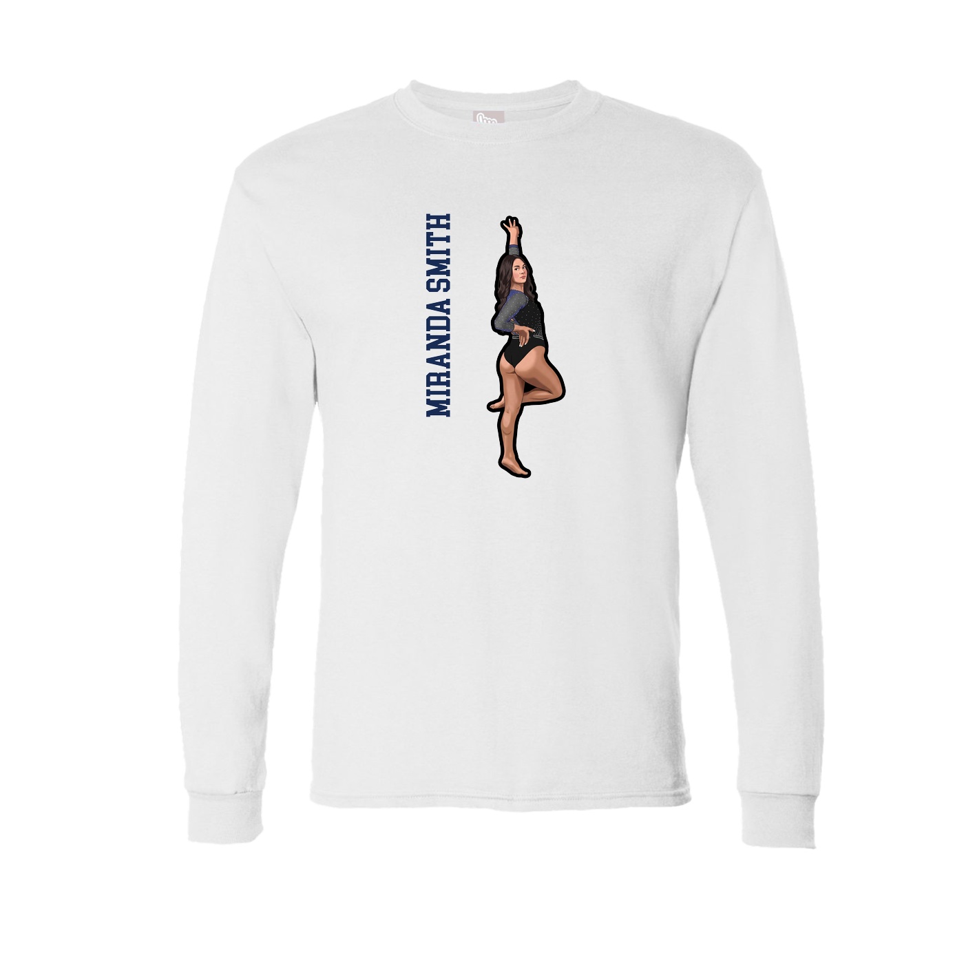 Long Sleeve Tee — Name Vertical in White