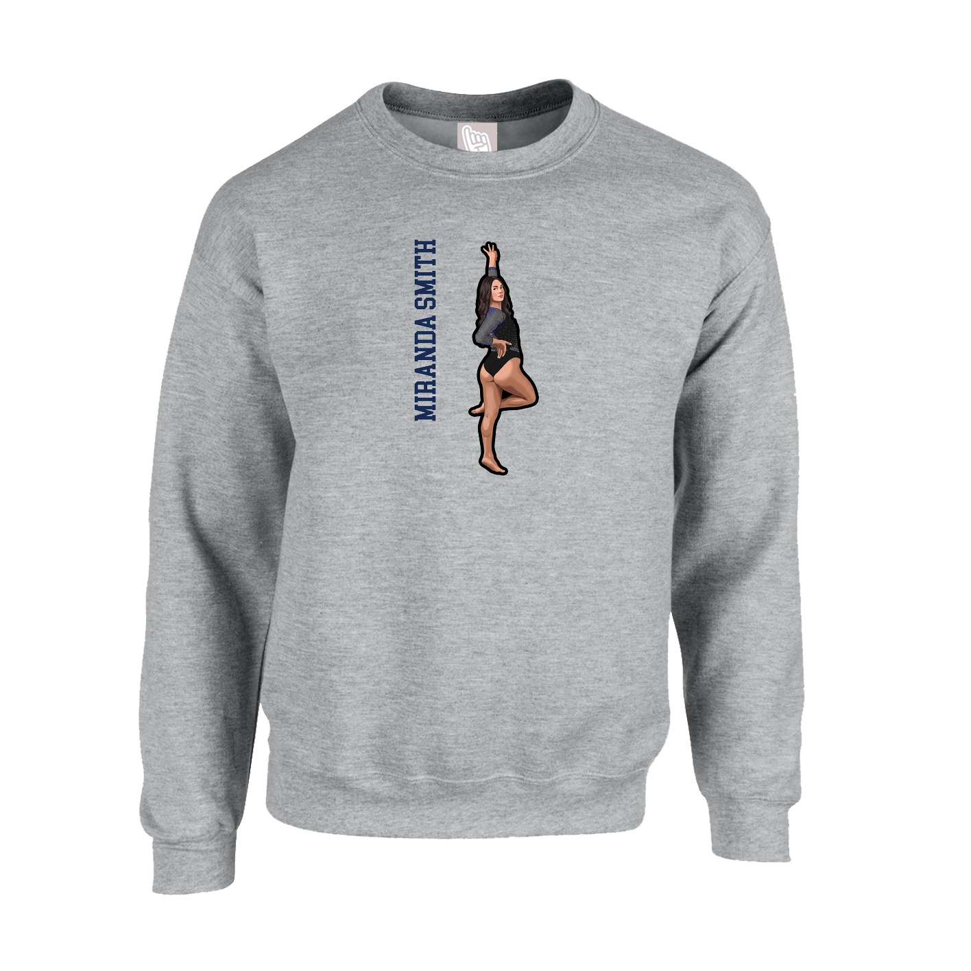 Fleece Crew — Name Vertical in Grey