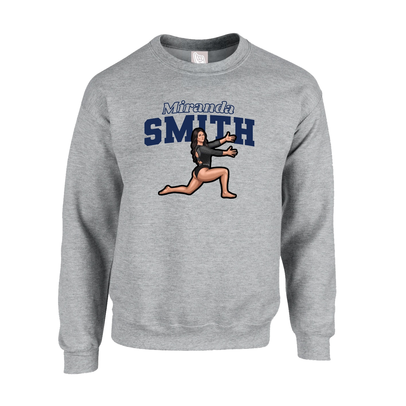 Fleece Crew — Name Arch in Grey