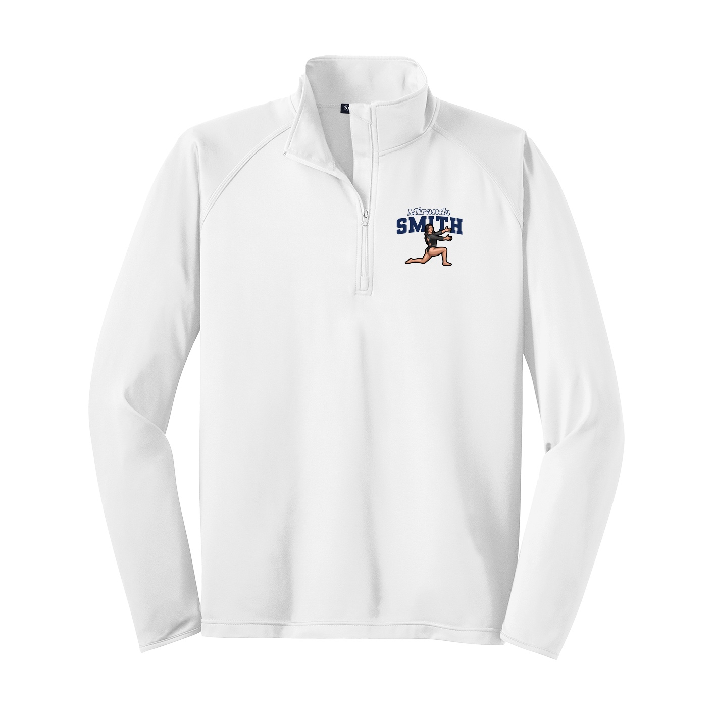 Q-Zip Pullover — Name Arch in White