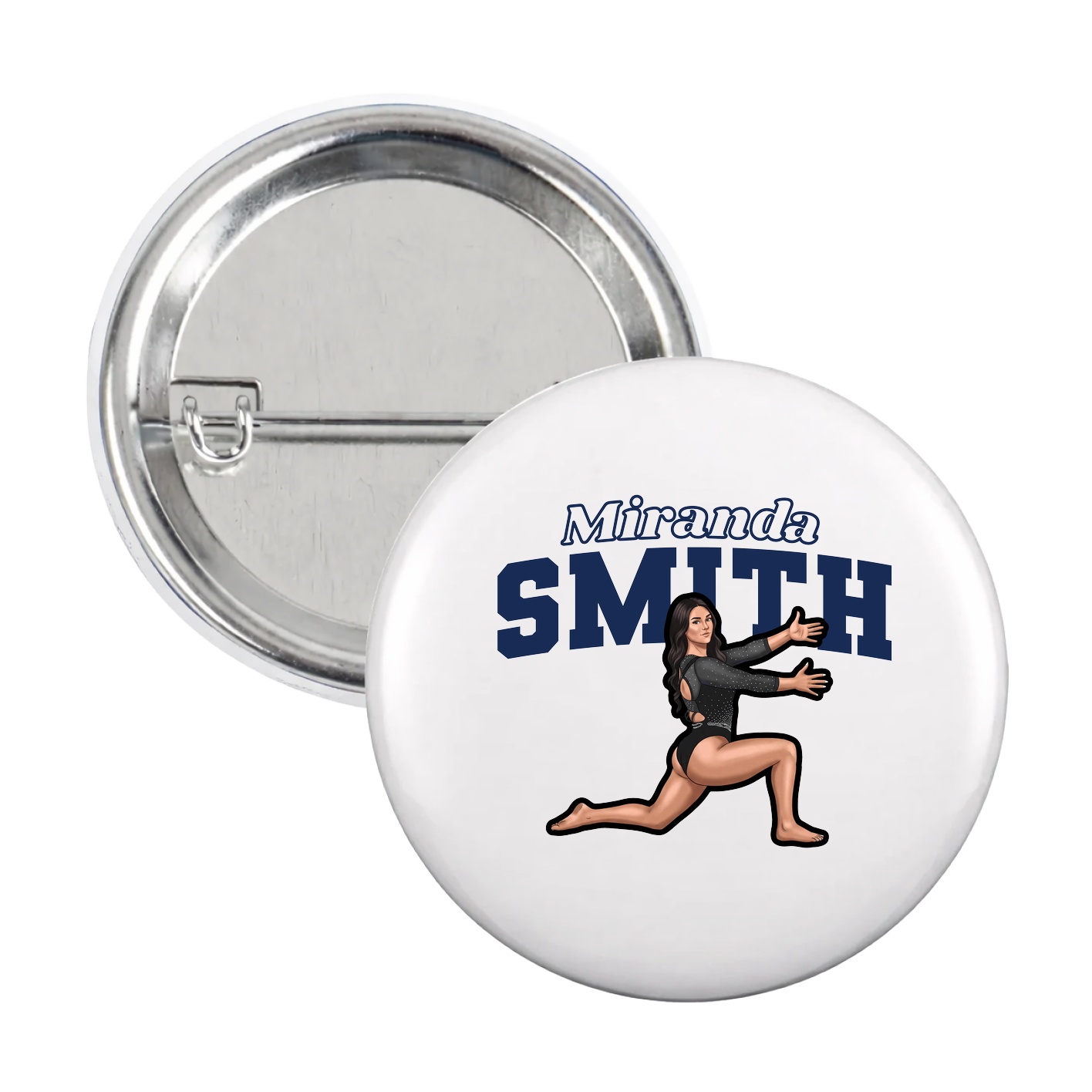 Game Day Button — Name Arch in White