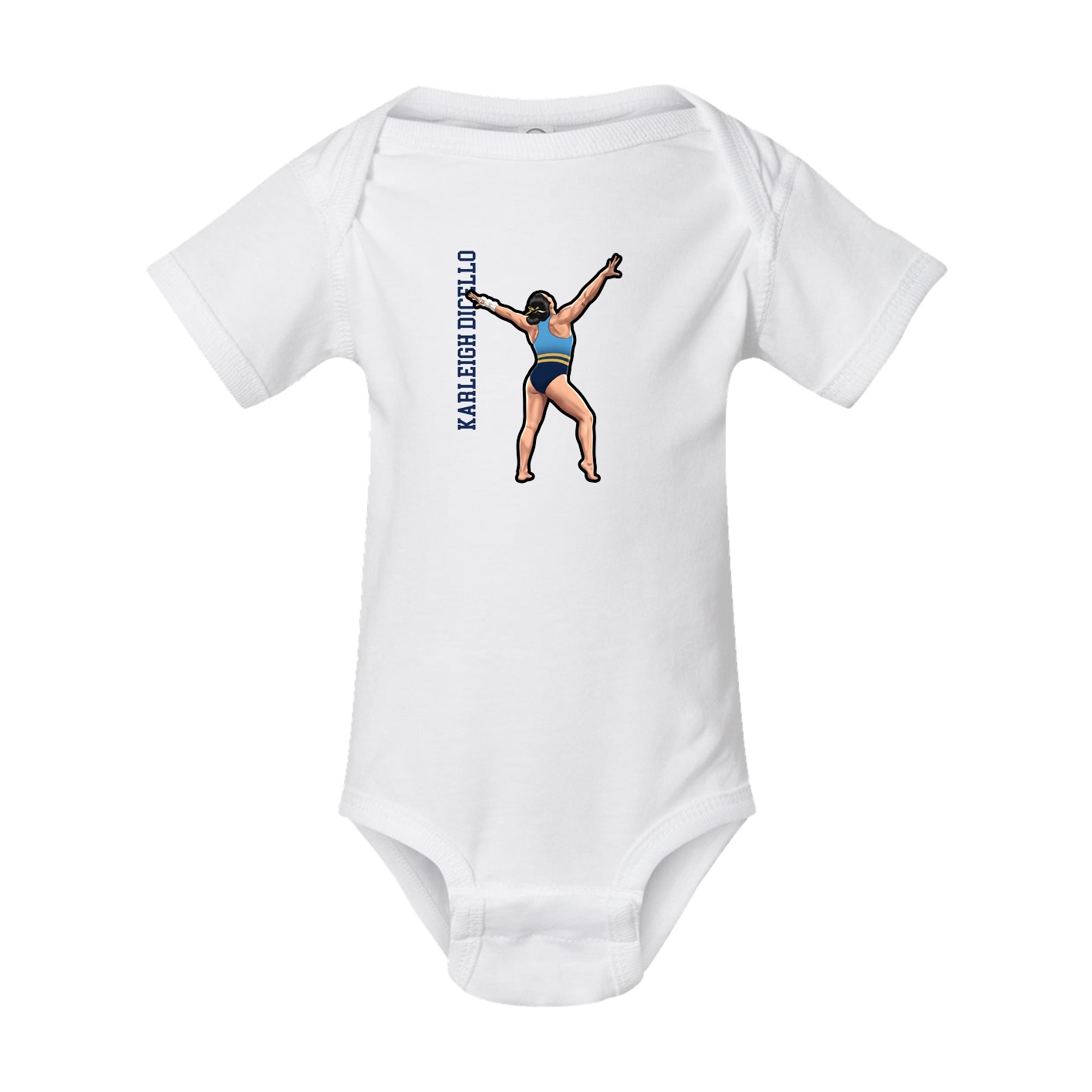 Baby Onesie — Name Vertical in White