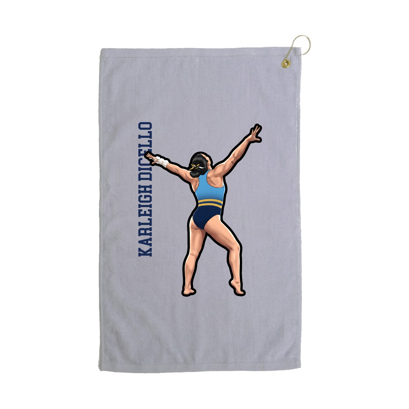 Golf Towel — Name Vertical in Grey