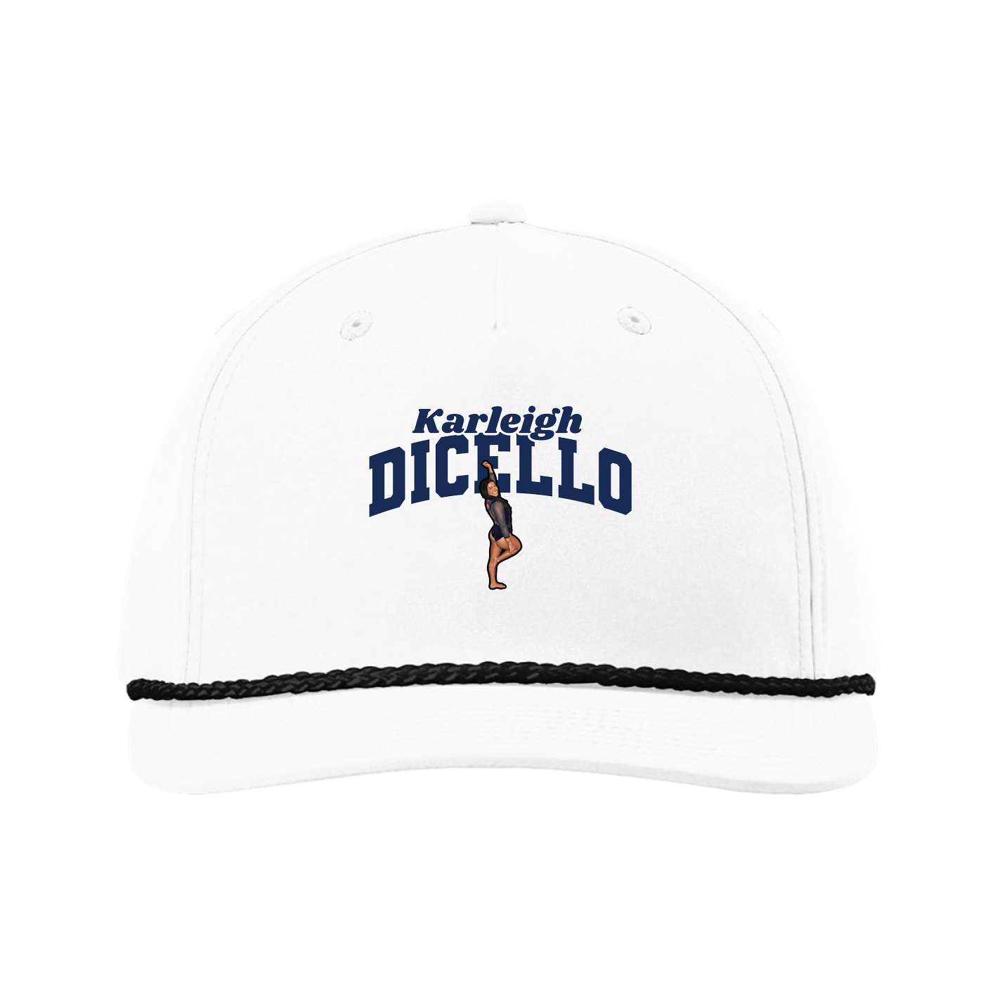 Five-Panel Classic Rope Cap — Signature Arch in White