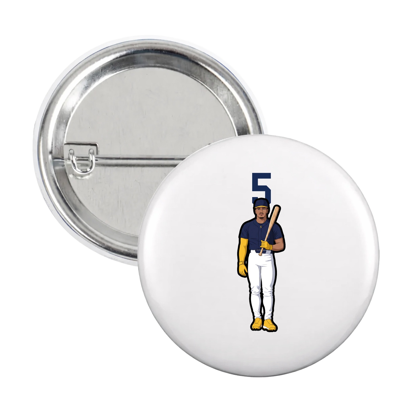 Game Day Button — Number Top in White