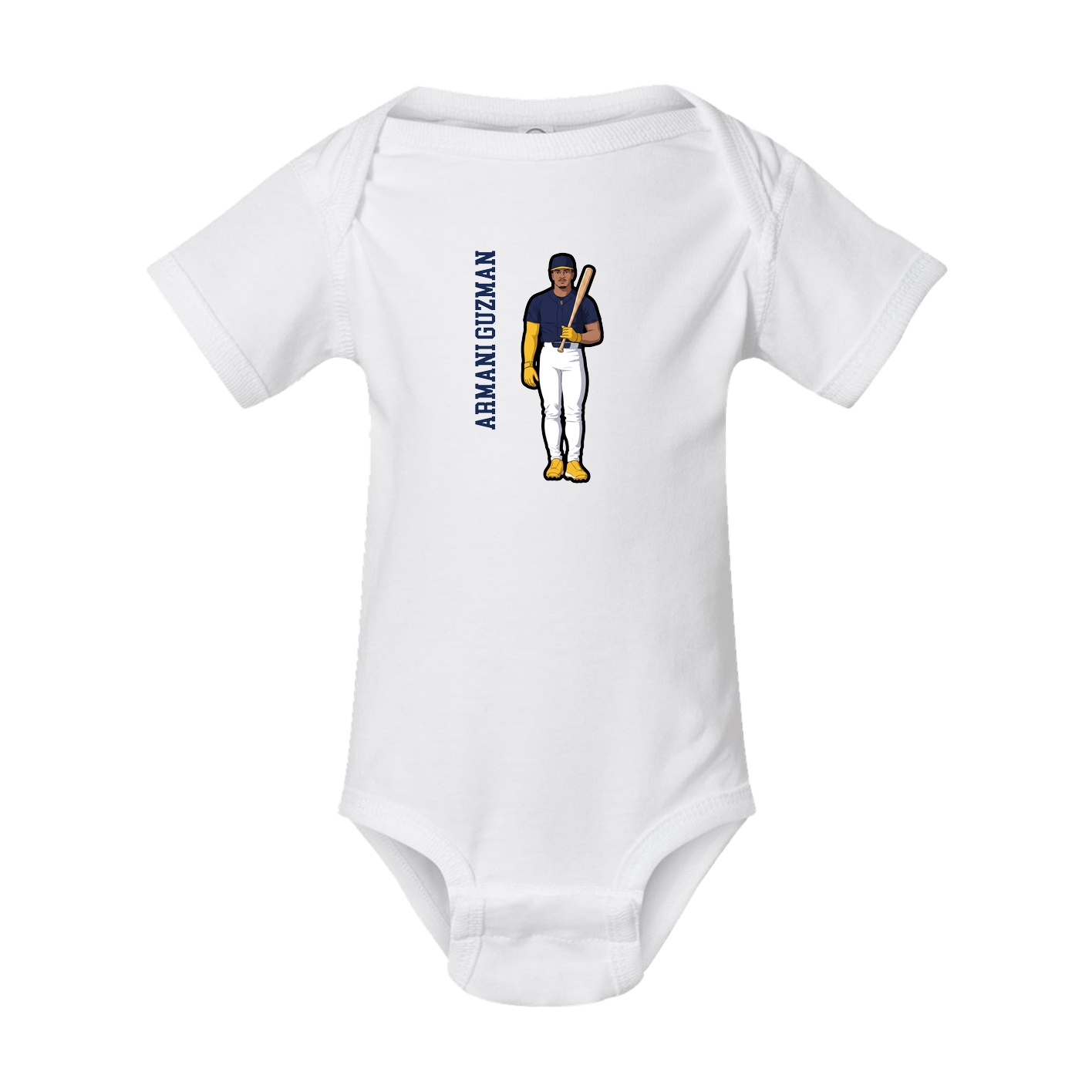 Baby Onesie — Name Vertical in White