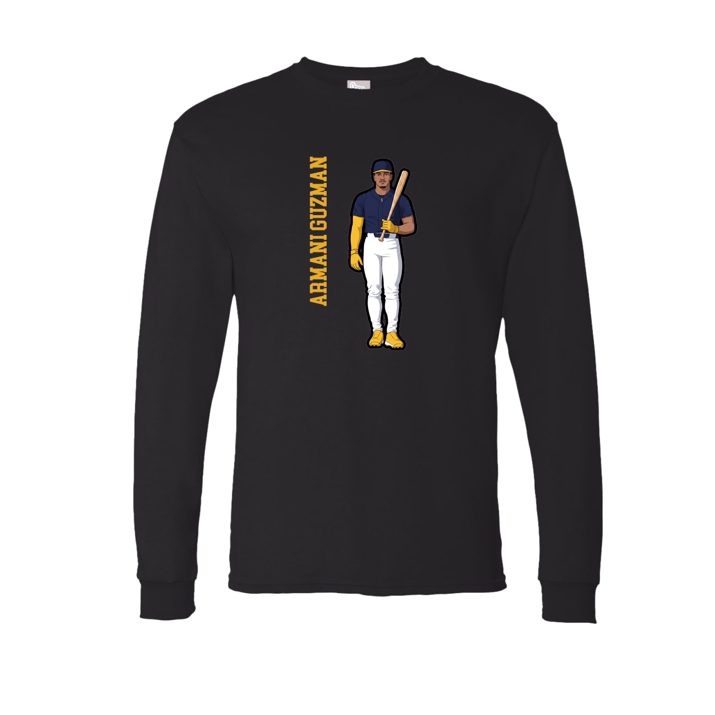 Long Sleeve Tee — Name Vertical in Black
