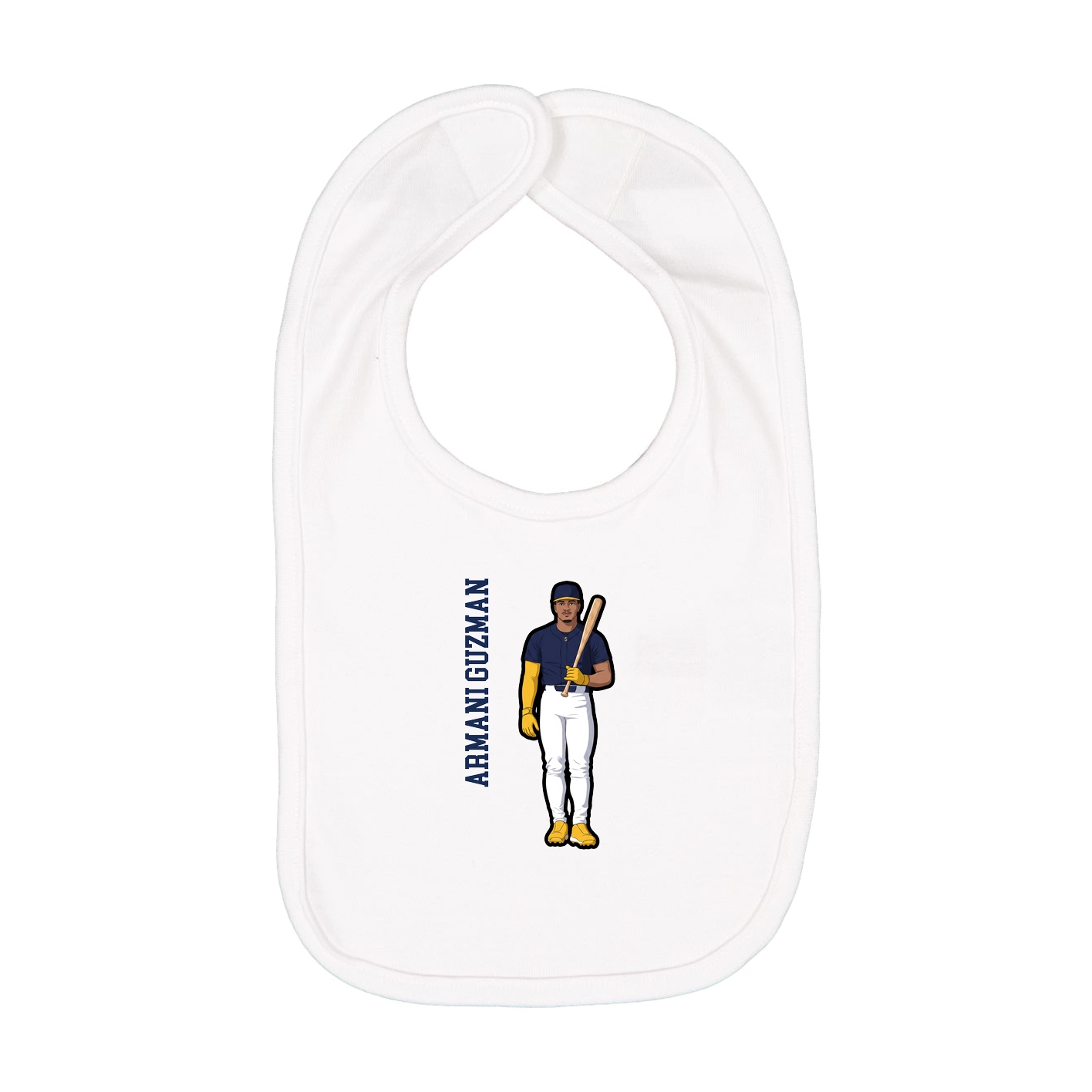 Infant Bib — Name Vertical in White